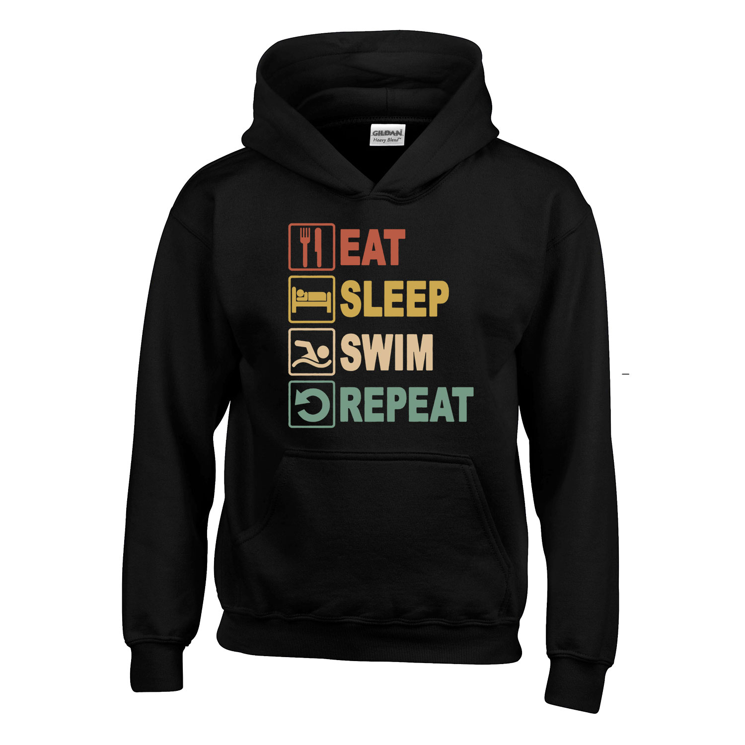 úszás úszós swim Fekete Gyerek Kapucnis Pulóver