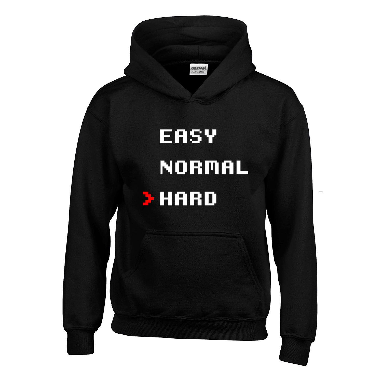 easy normal hard gamer Fekete Gyerek Kapucnis Pulóver