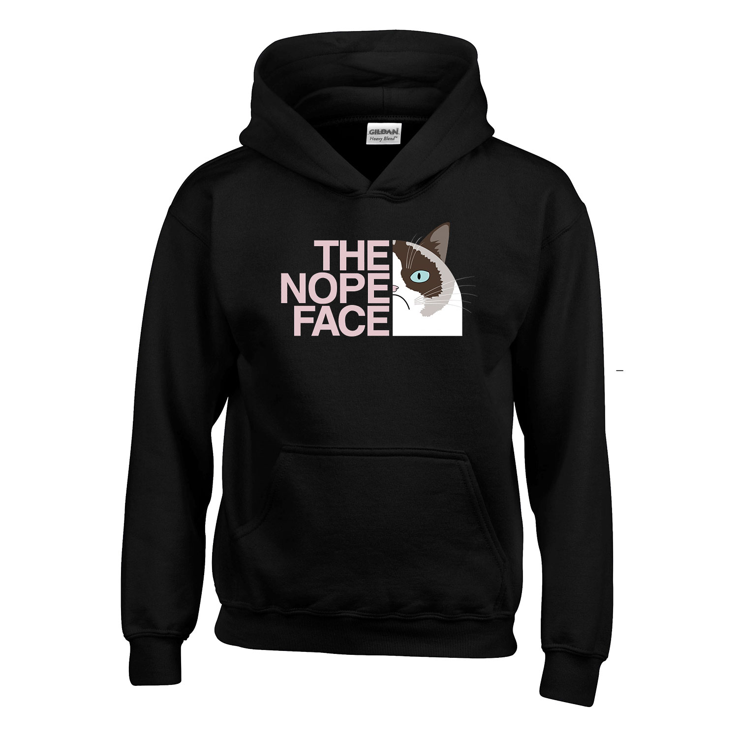 The Nope Face macska macskás cica cicás Fekete Gyerek Kapucnis Pulóver