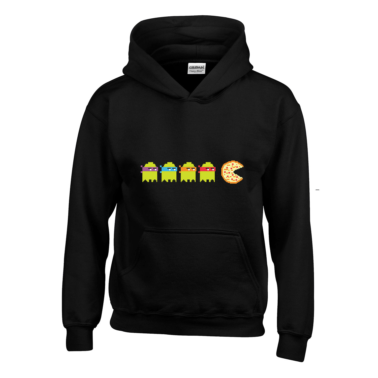 tini ninja teknőcök pac man Fekete Gyerek Kapucnis Pulóver