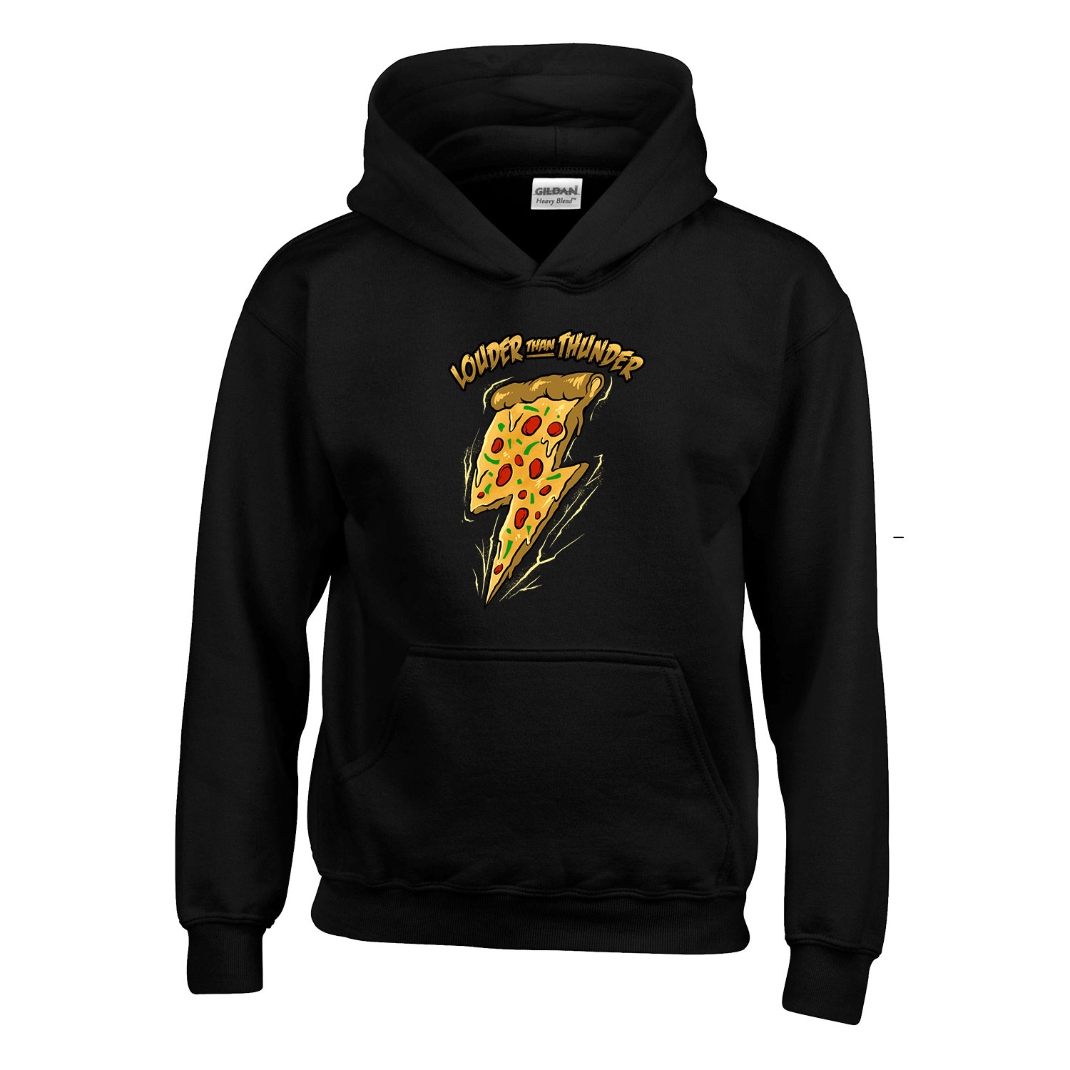 pizza villám Fekete Gyerek Kapucnis Pulóver
