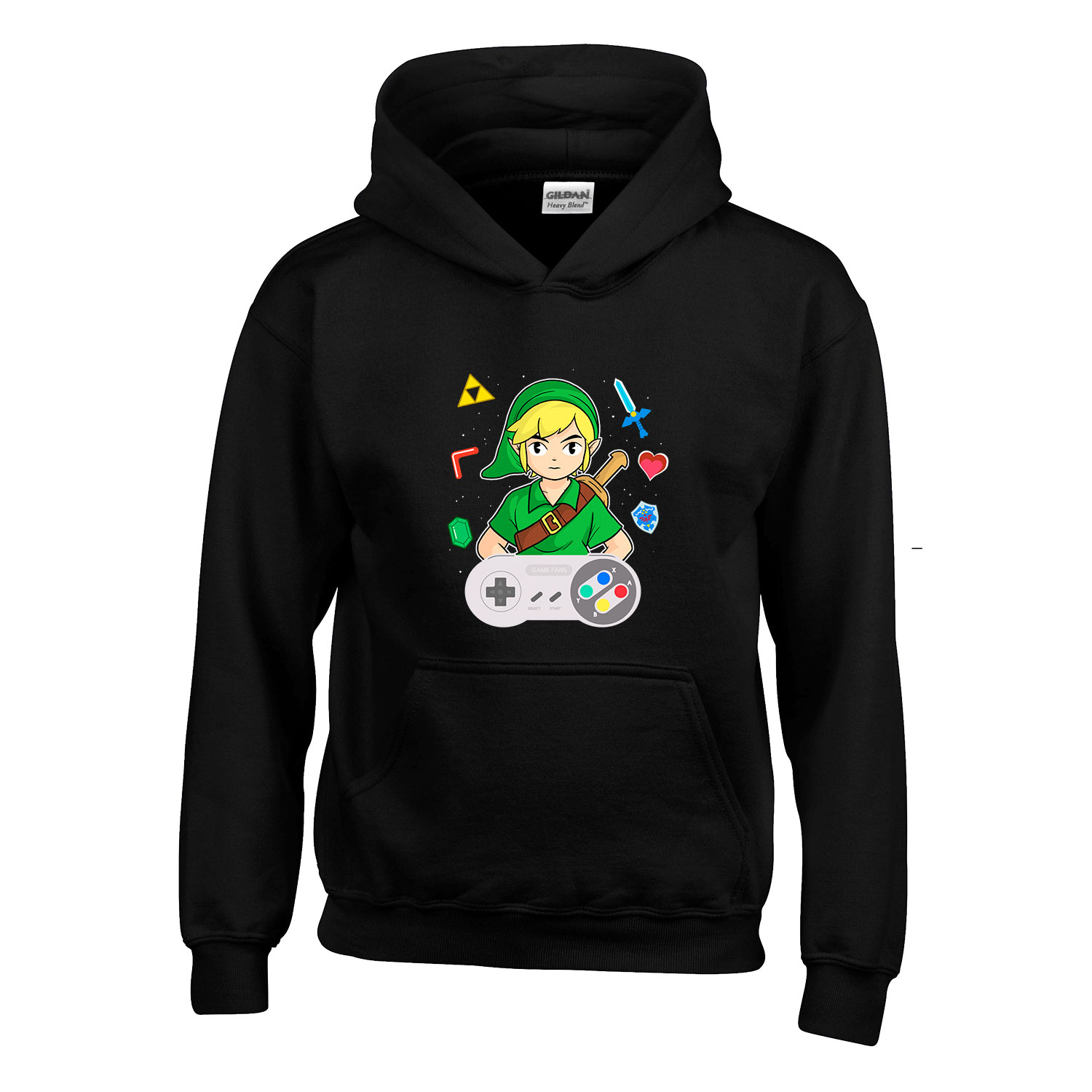 zelda link hyrule Fekete Gyerek Kapucnis Pulóver