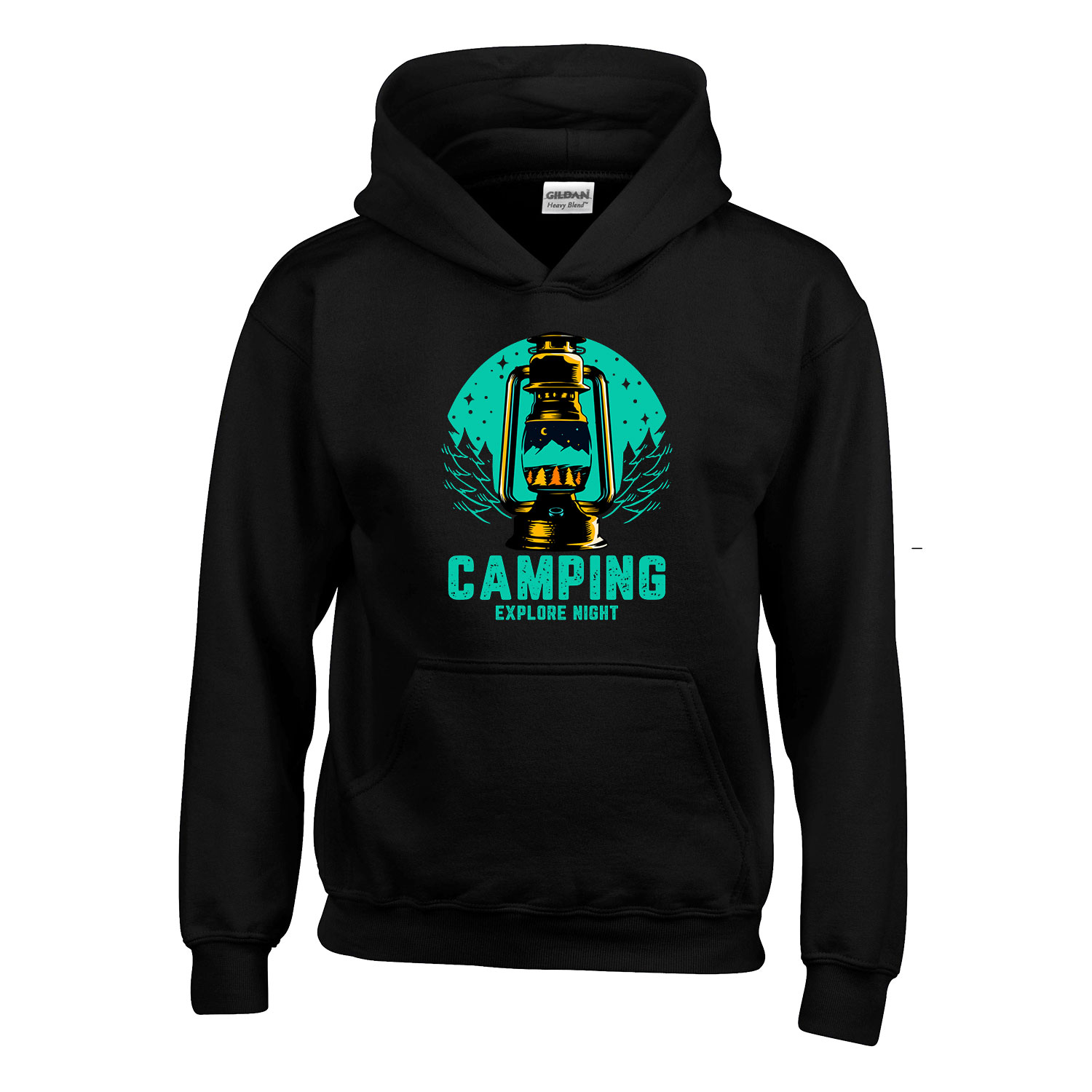 kemping kempingezés camping Fekete Gyerek Kapucnis Pulóver