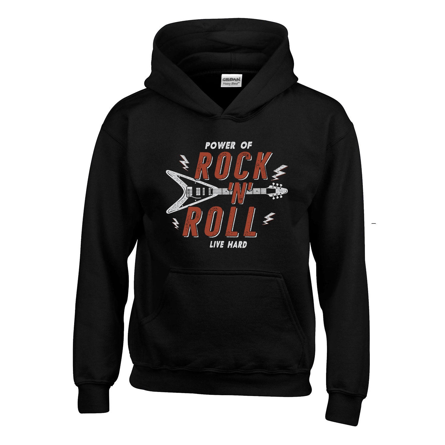 Rock And Roll Fekete Gyerek Kapucnis Pulóver