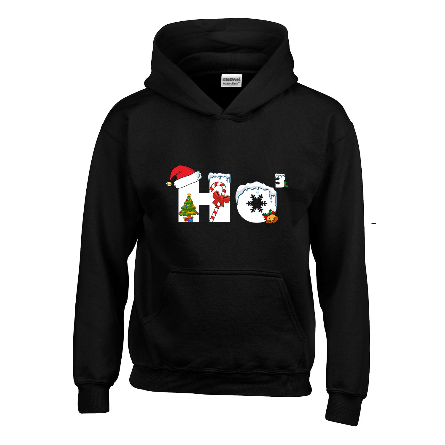 karácsony ho ho ho Fekete Gyerek Kapucnis Pulóver