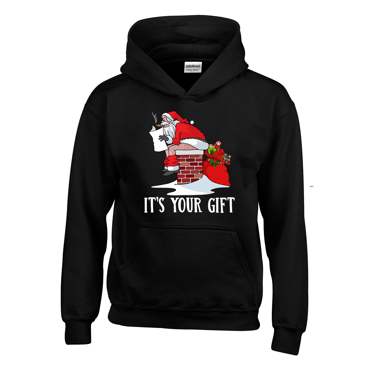 gonosz mikulás santa claus humor karácsony Fekete Gyerek Kapucnis Pulóver