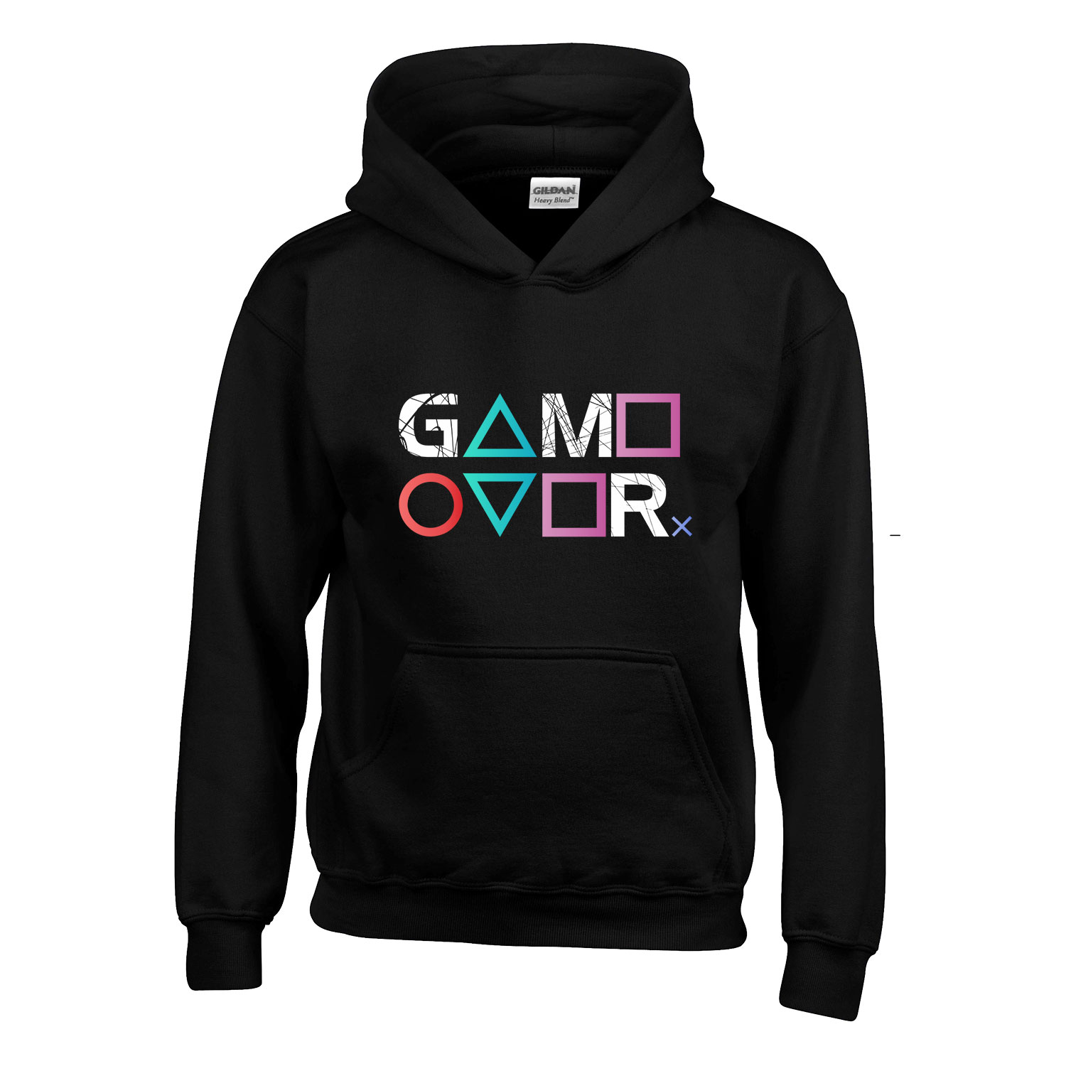 playstation ps4 ps5 gamer game over Fekete Gyerek Kapucnis Pulóver