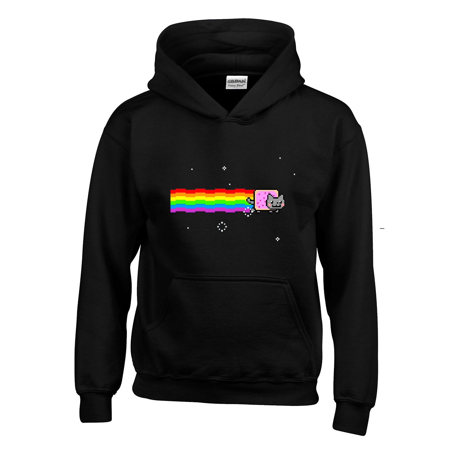 nyam cat macska Fekete Gyerek Kapucnis Pulóver