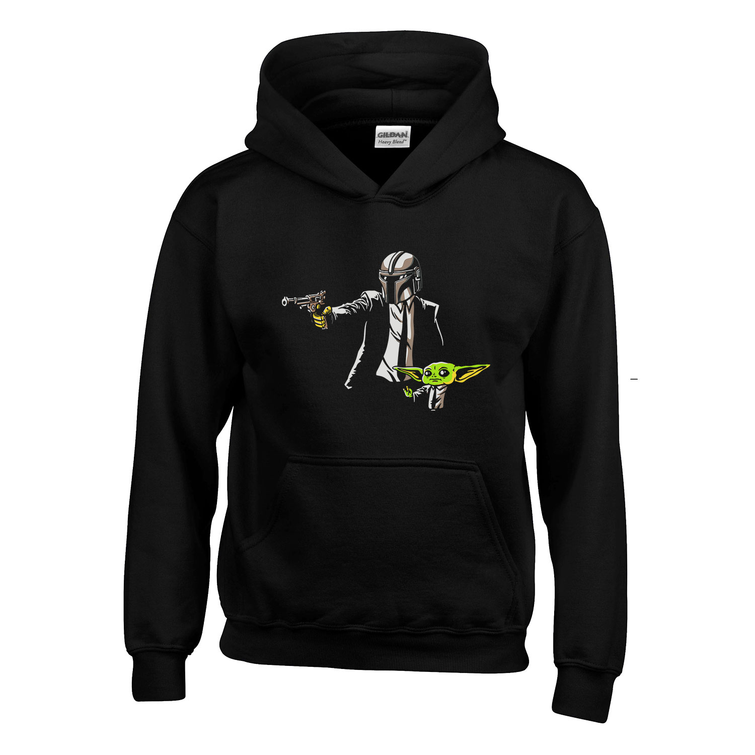 a mandalorian baba yoda baby yoda mando Fekete Gyerek Kapucnis Pulóver