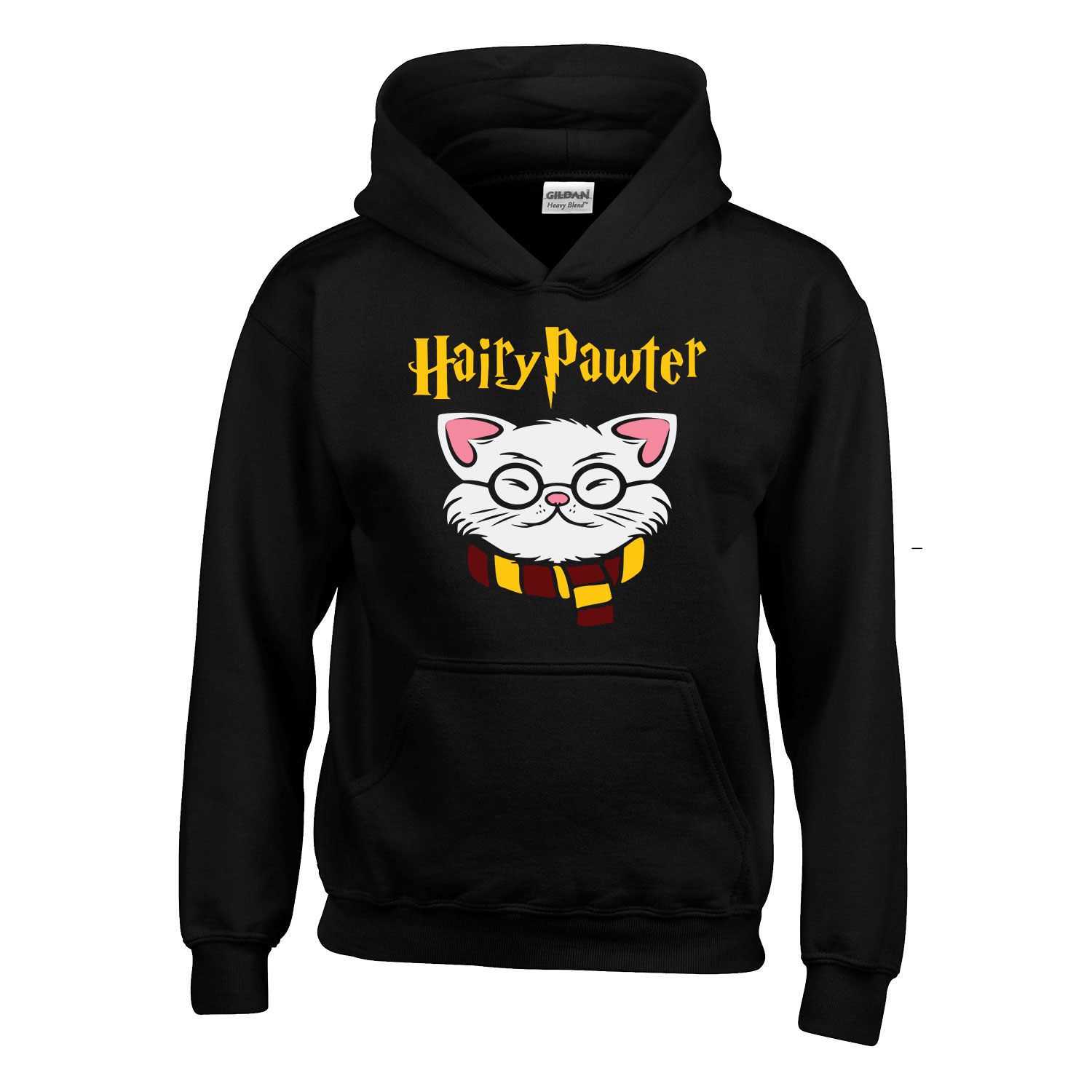 macska macskás cica cicás harry potter Fekete Gyerek Kapucnis Pulóver