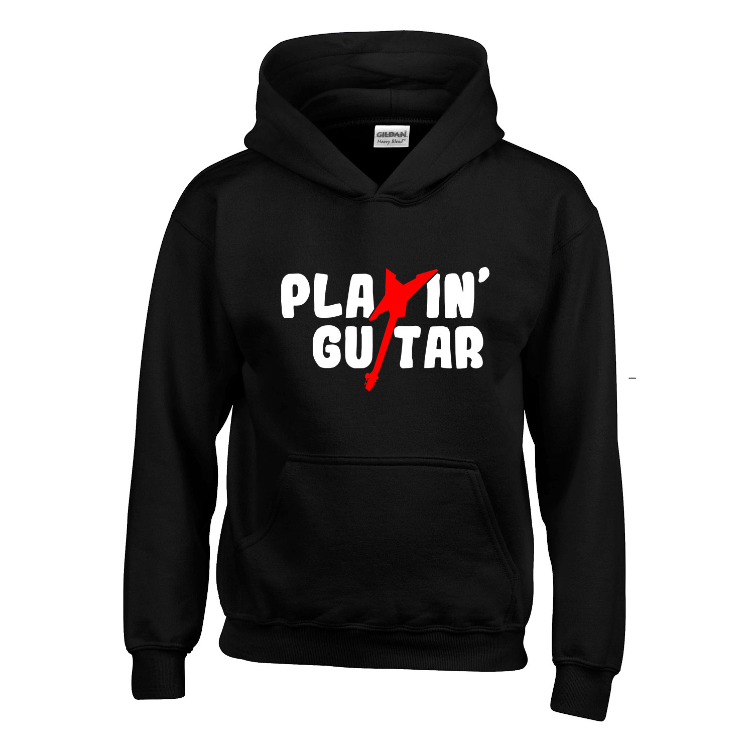 gitár gitáros Fekete Gyerek Kapucnis Pulóver