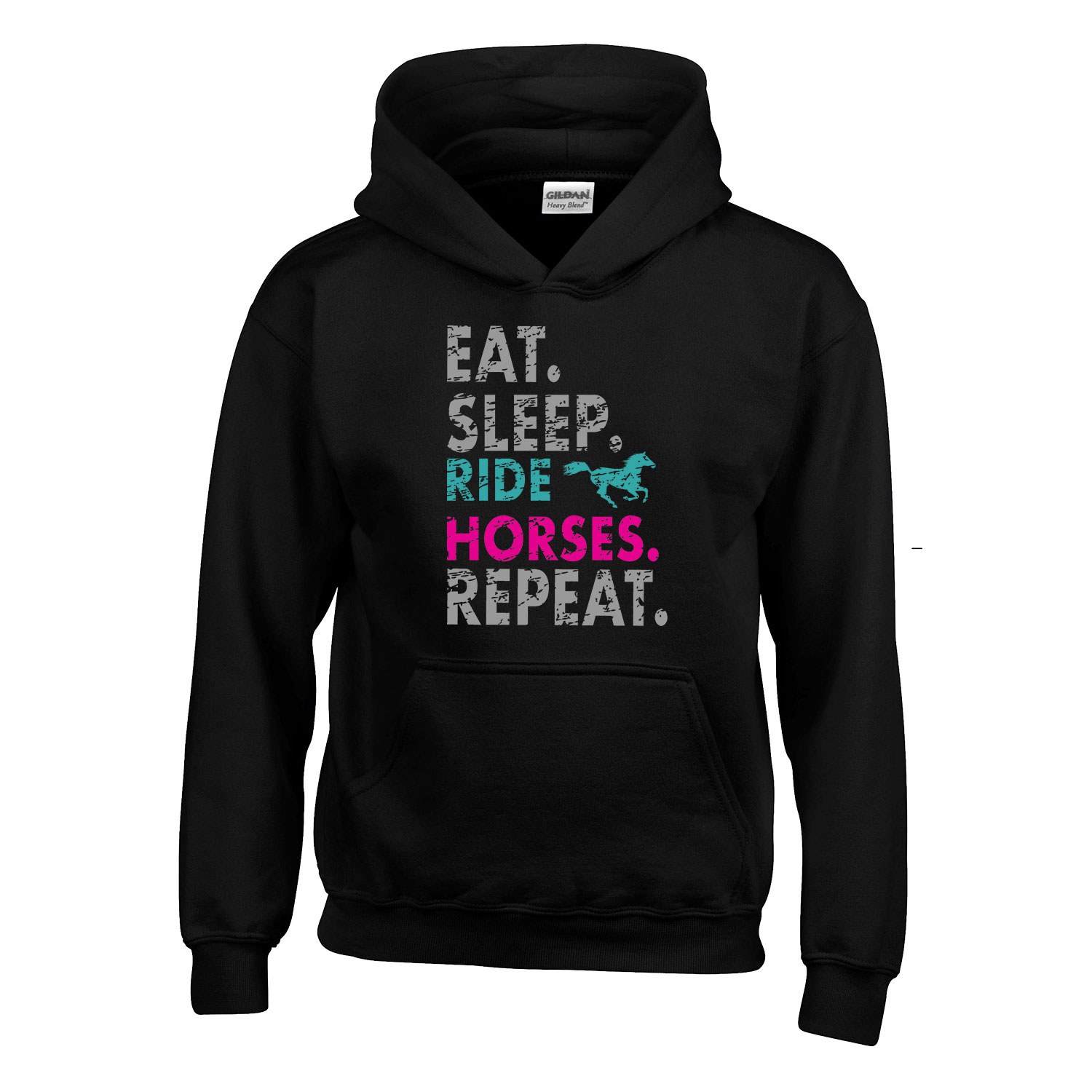 ló lovas lovaglás lovak horse Fekete Gyerek Kapucnis Pulóver