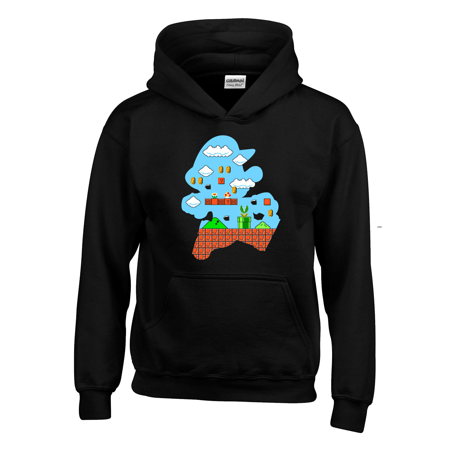 Super Mario Fekete Gyerek Kapucnis Pulóver