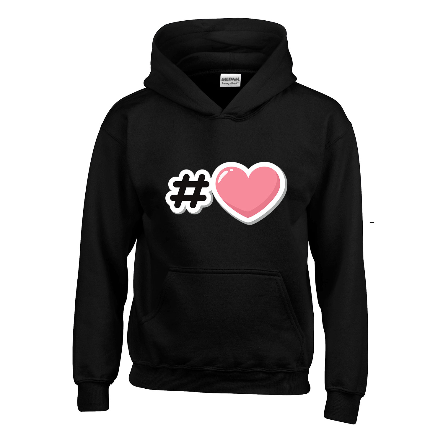 heart szív Fekete Gyerek Kapucnis Pulóver