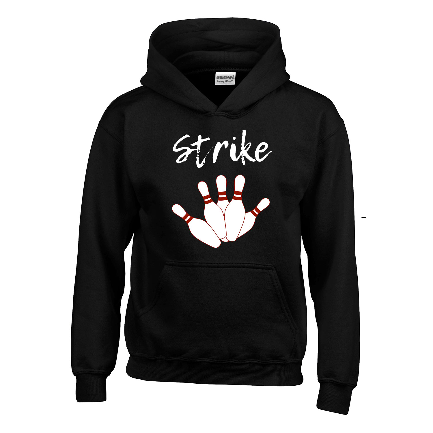 bowling strike Fekete Gyerek Kapucnis Pulóver