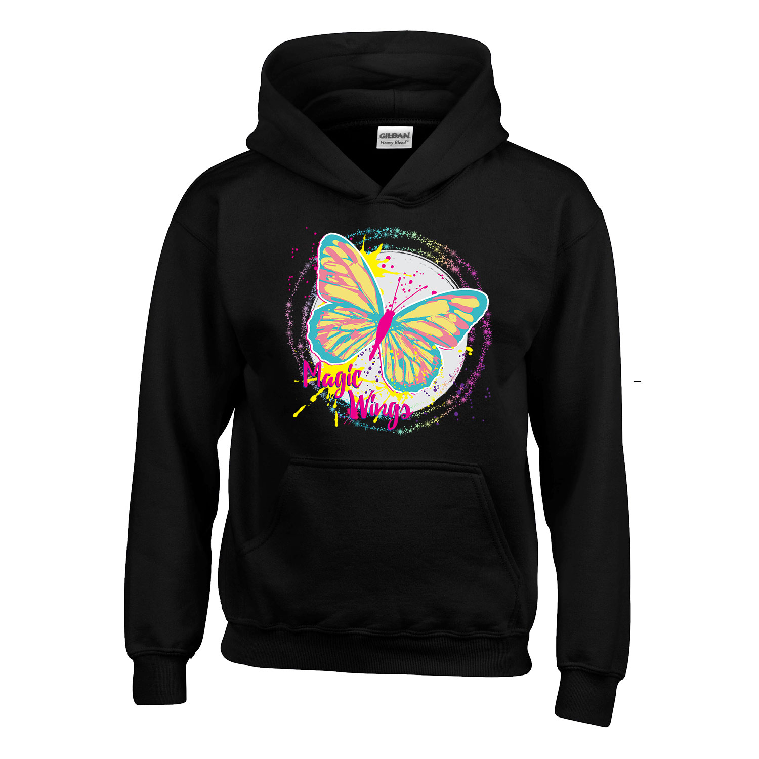 Pillangó Butterfly Fekete Gyerek Kapucnis Pulóver