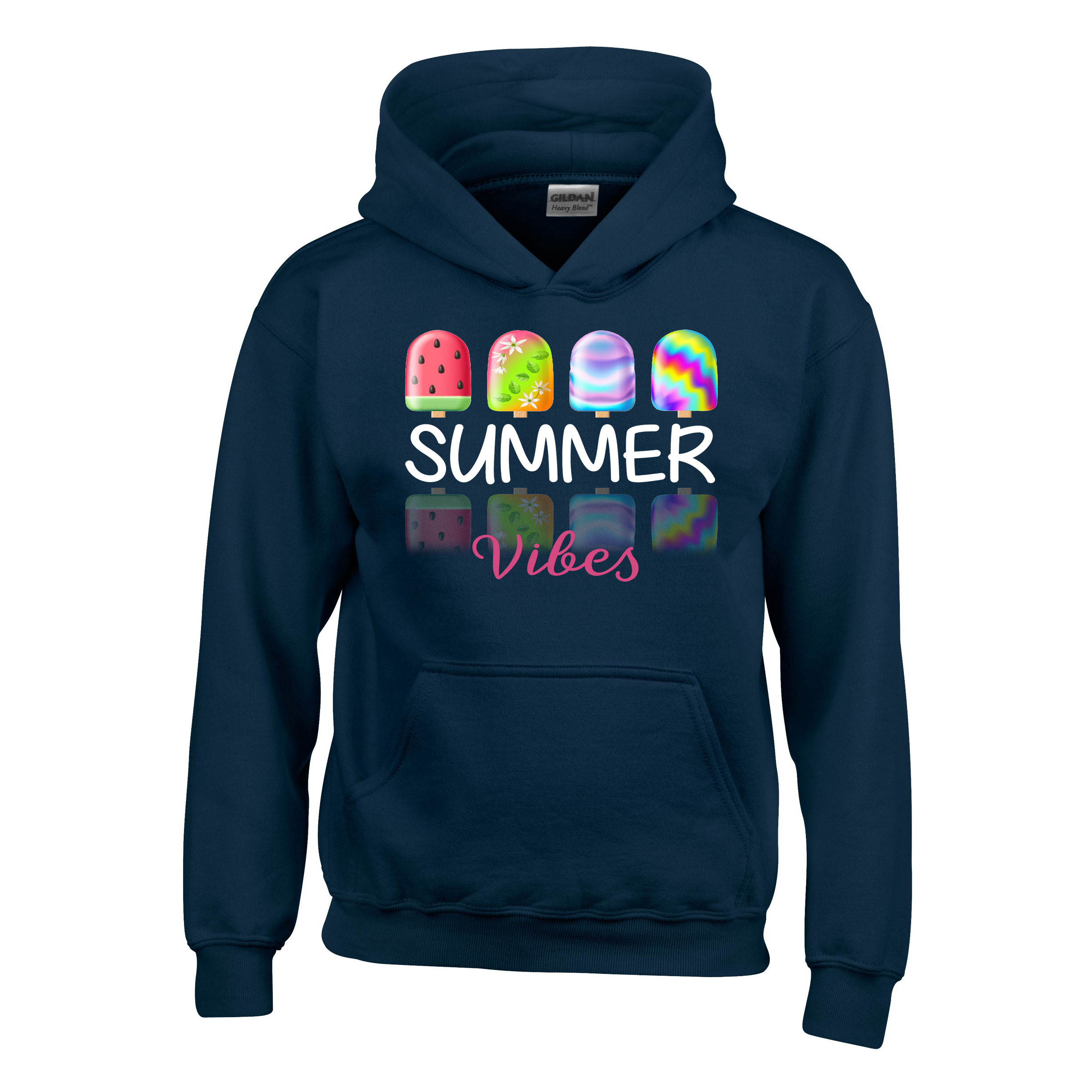 summer vibes fagyi fagyis nyár Sötétkék Gyerek Kapucnis Pulóver