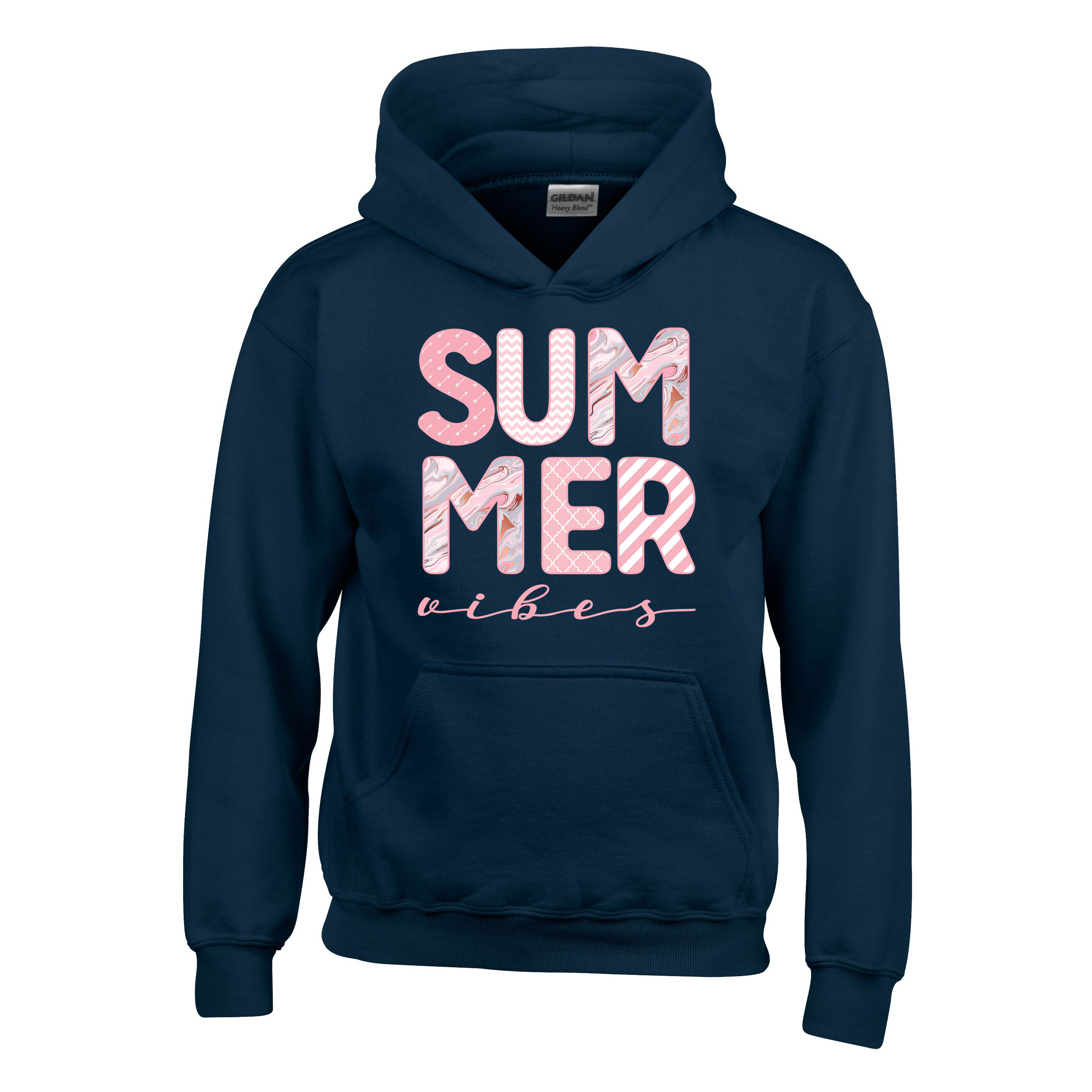 summer vibes nyár nyaralás Sötétkék Gyerek Kapucnis Pulóver