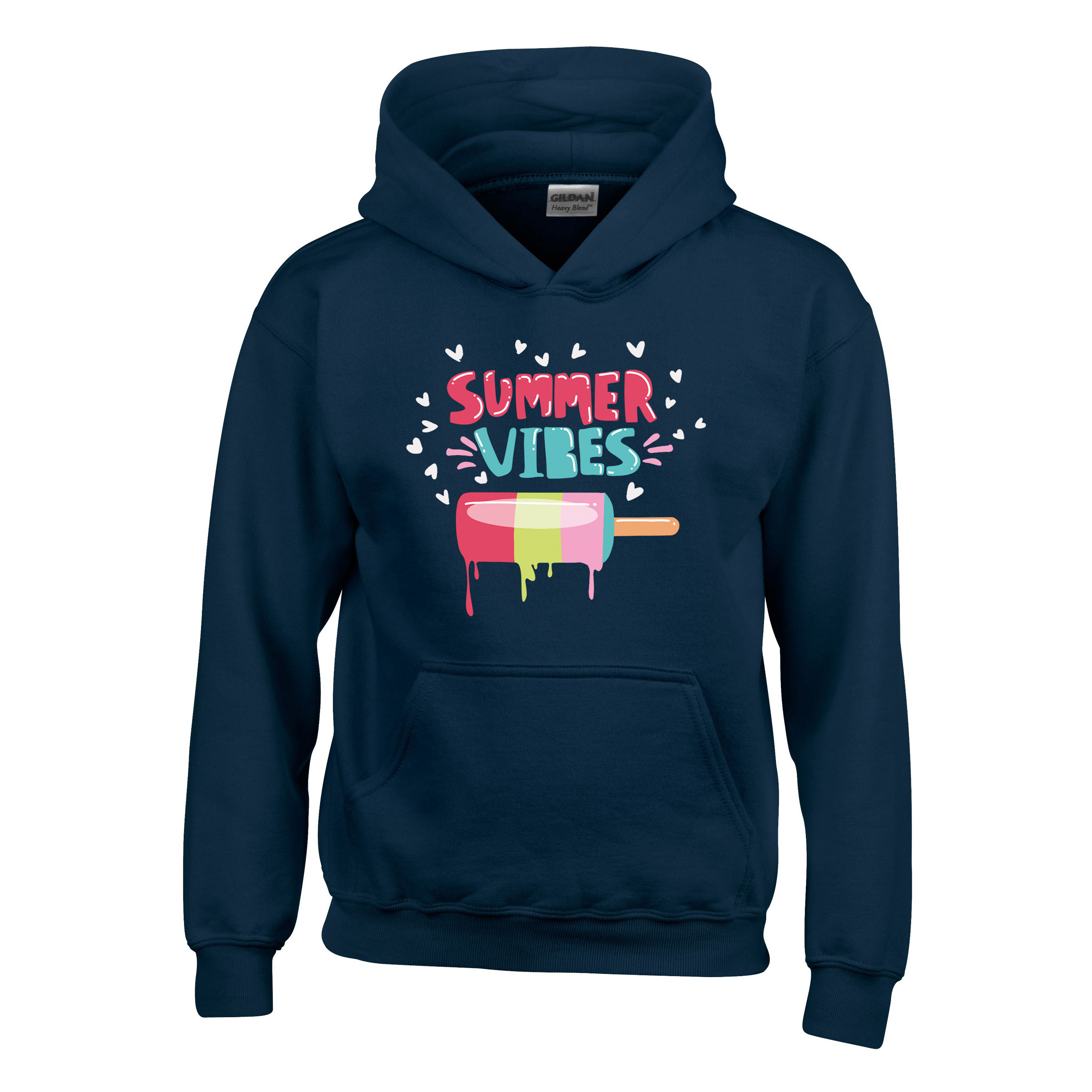 summer vibes nyár Sötétkék Gyerek Kapucnis Pulóver