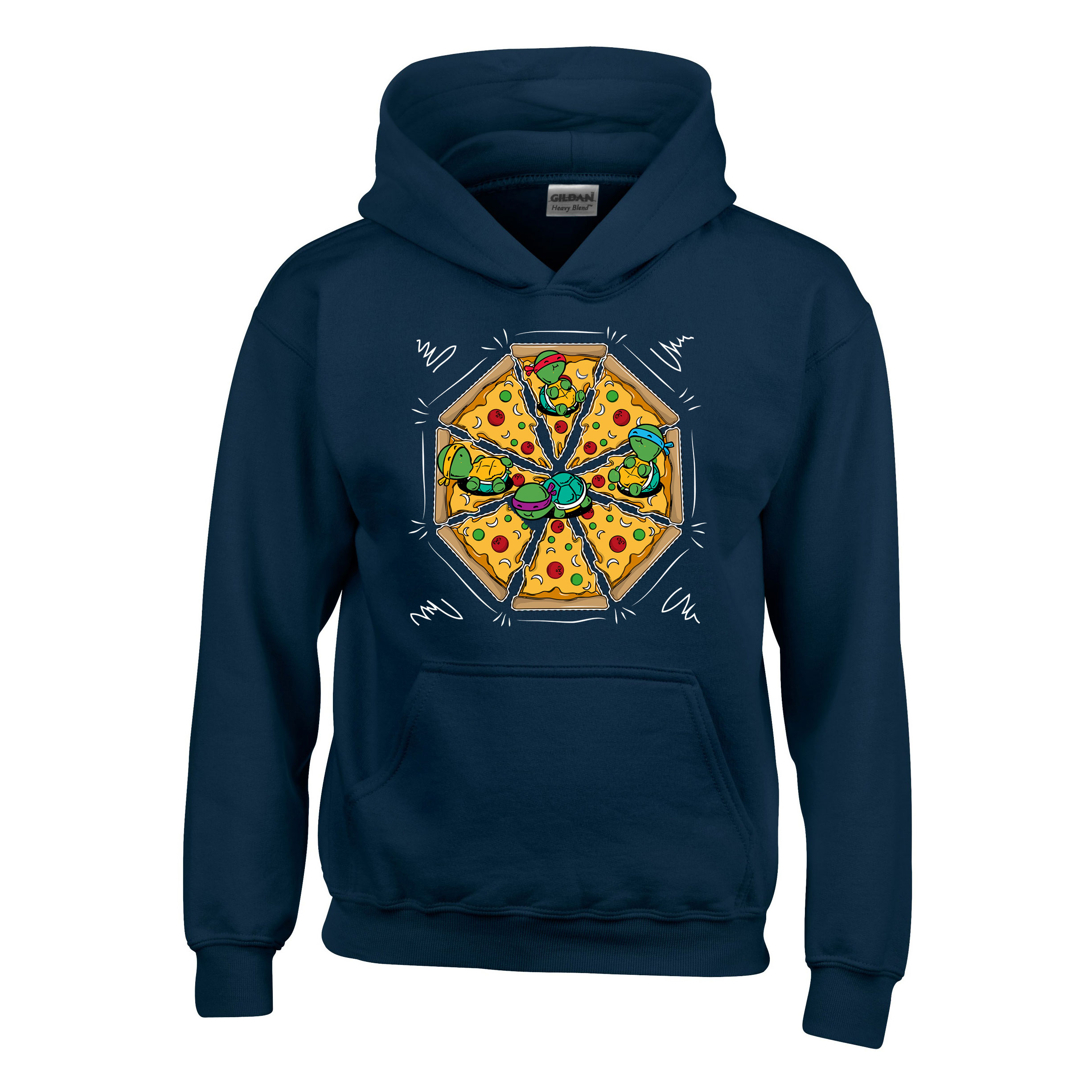 tini ninja teknőcök tmnt pizza Sötétkék Gyerek Kapucnis Pulóver