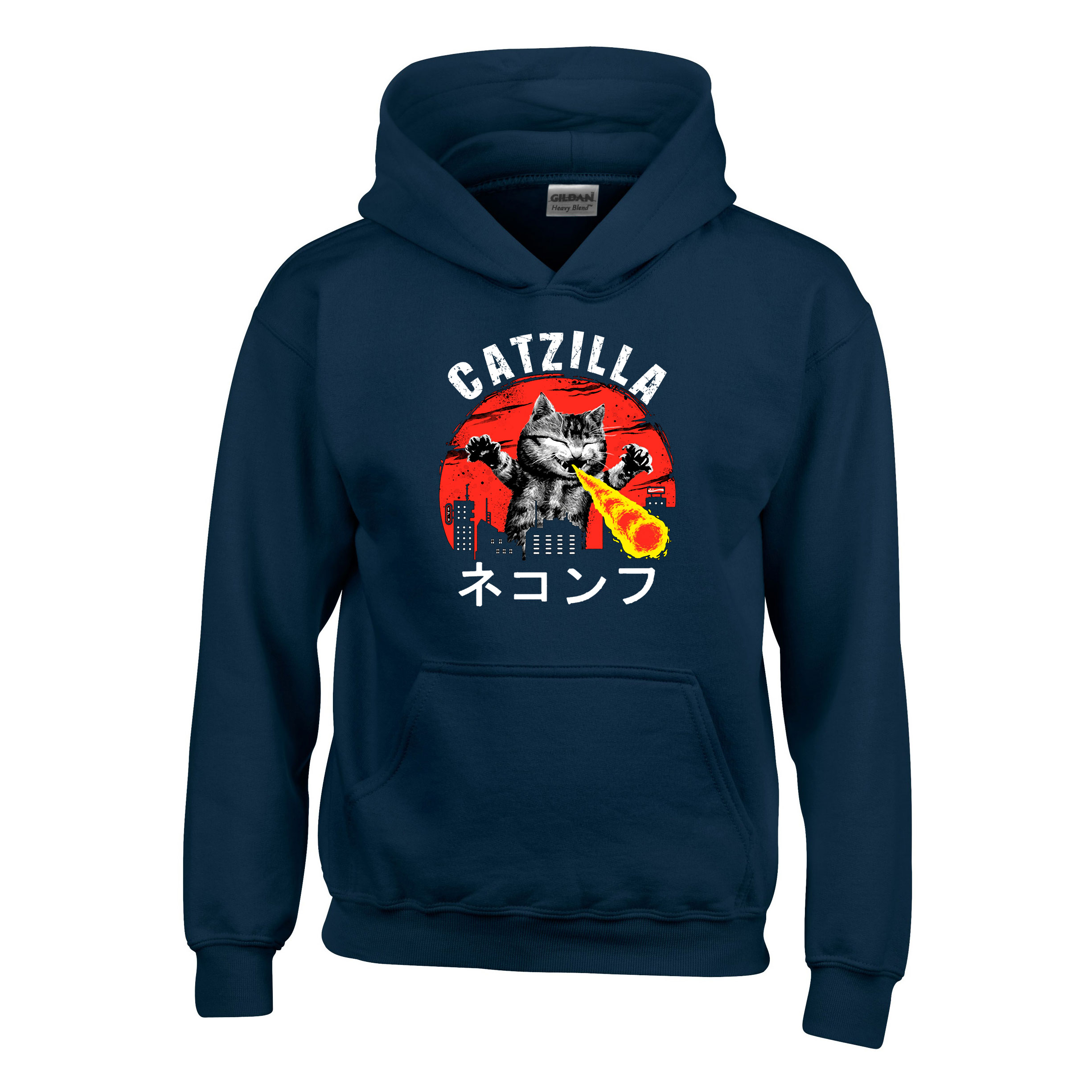 catzilla macska macskás cica cicás Sötétkék Gyerek Kapucnis Pulóver