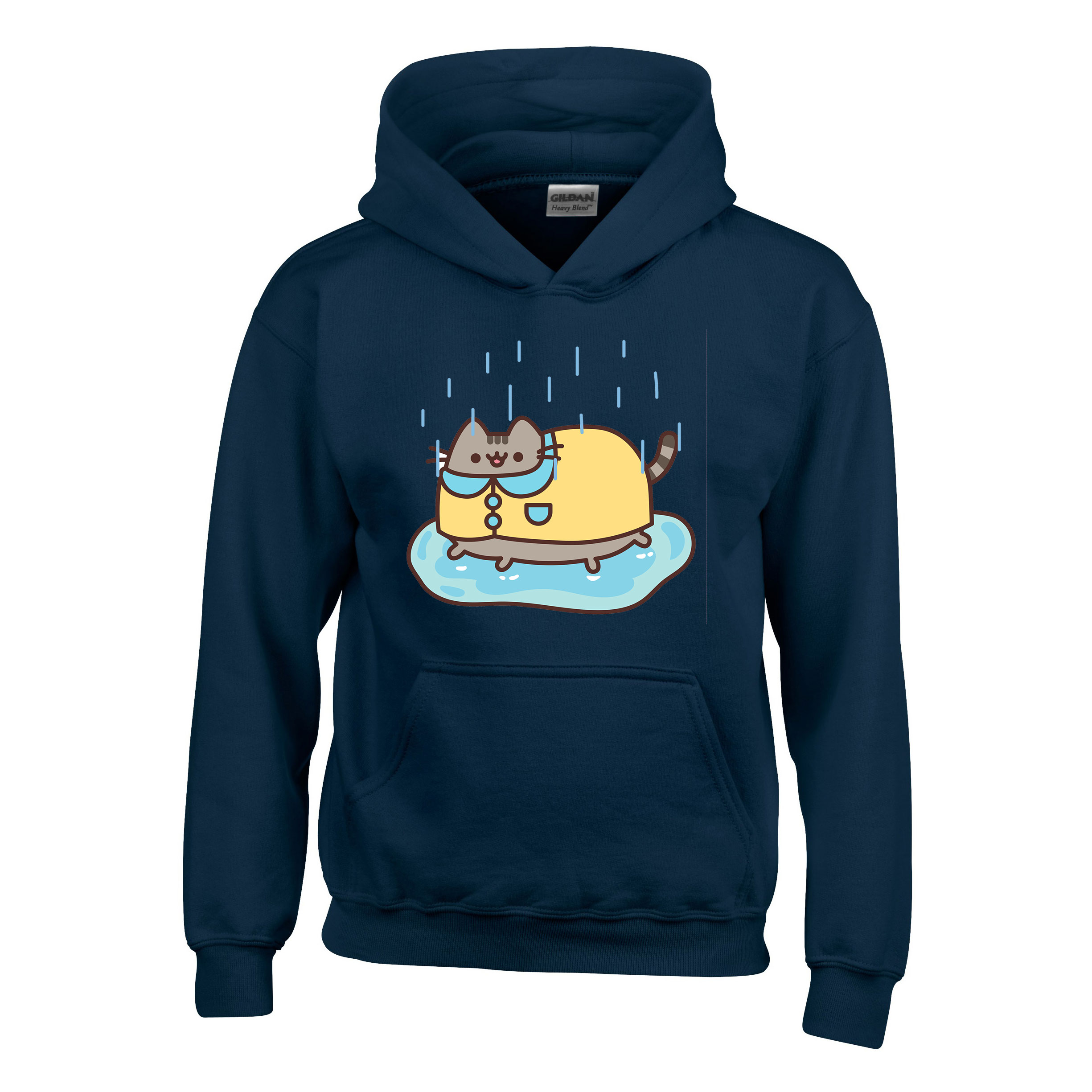 pusheen macska macskás cica cicás Sötétkék Gyerek Kapucnis Pulóver