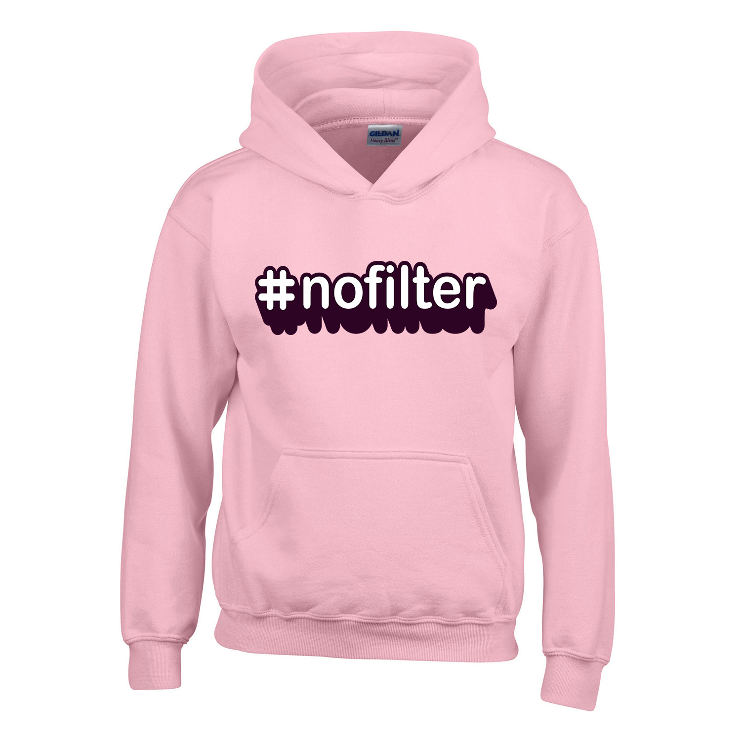 nofilter hashtag hessteg Rózsaszín Gyerek Kapucnis Pulóver