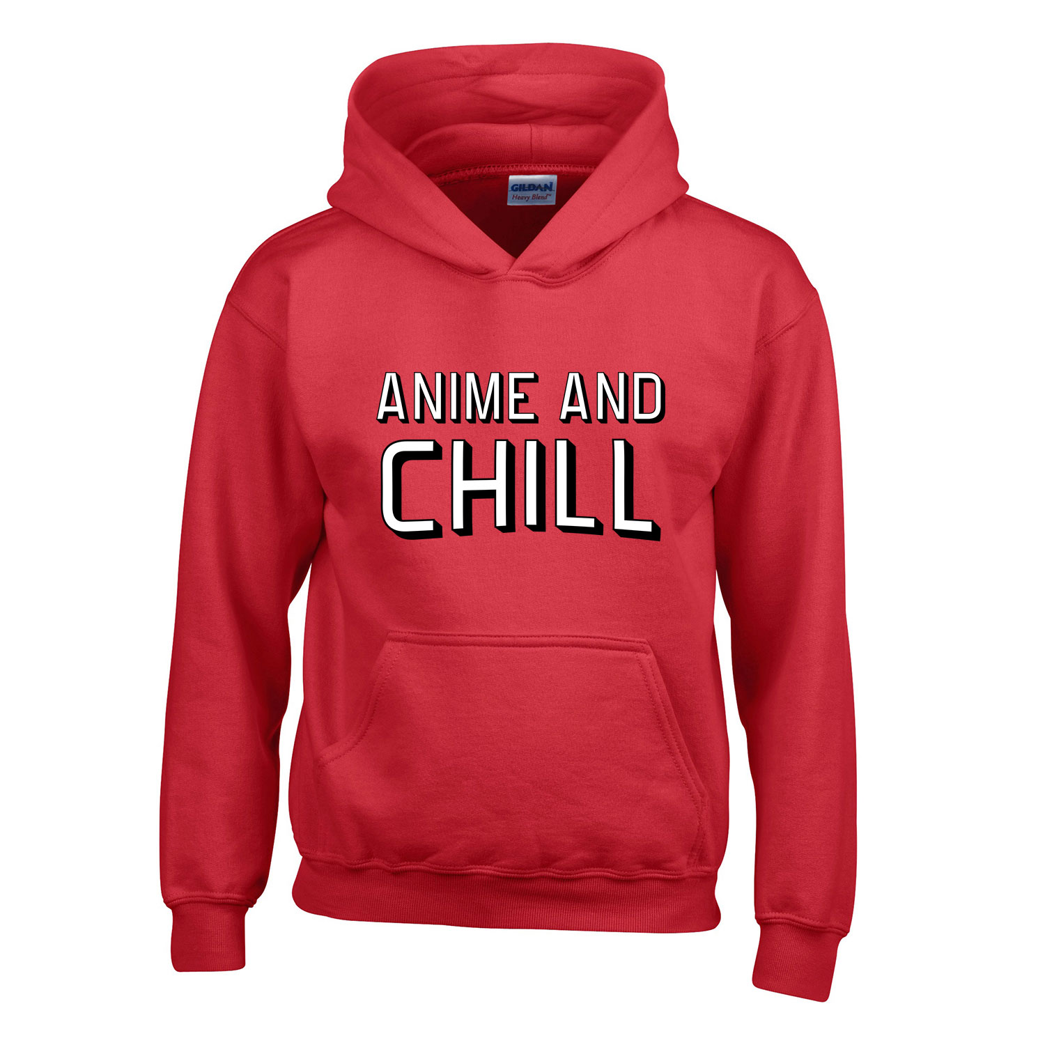 anime and chill Piros Gyerek Kapucnis Pulóver