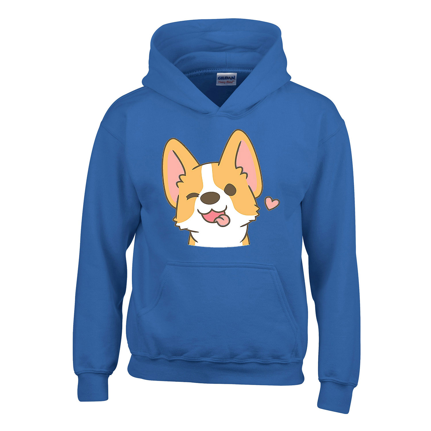 corgi korgi kutya Kék Gyerek Kapucnis Pulóver