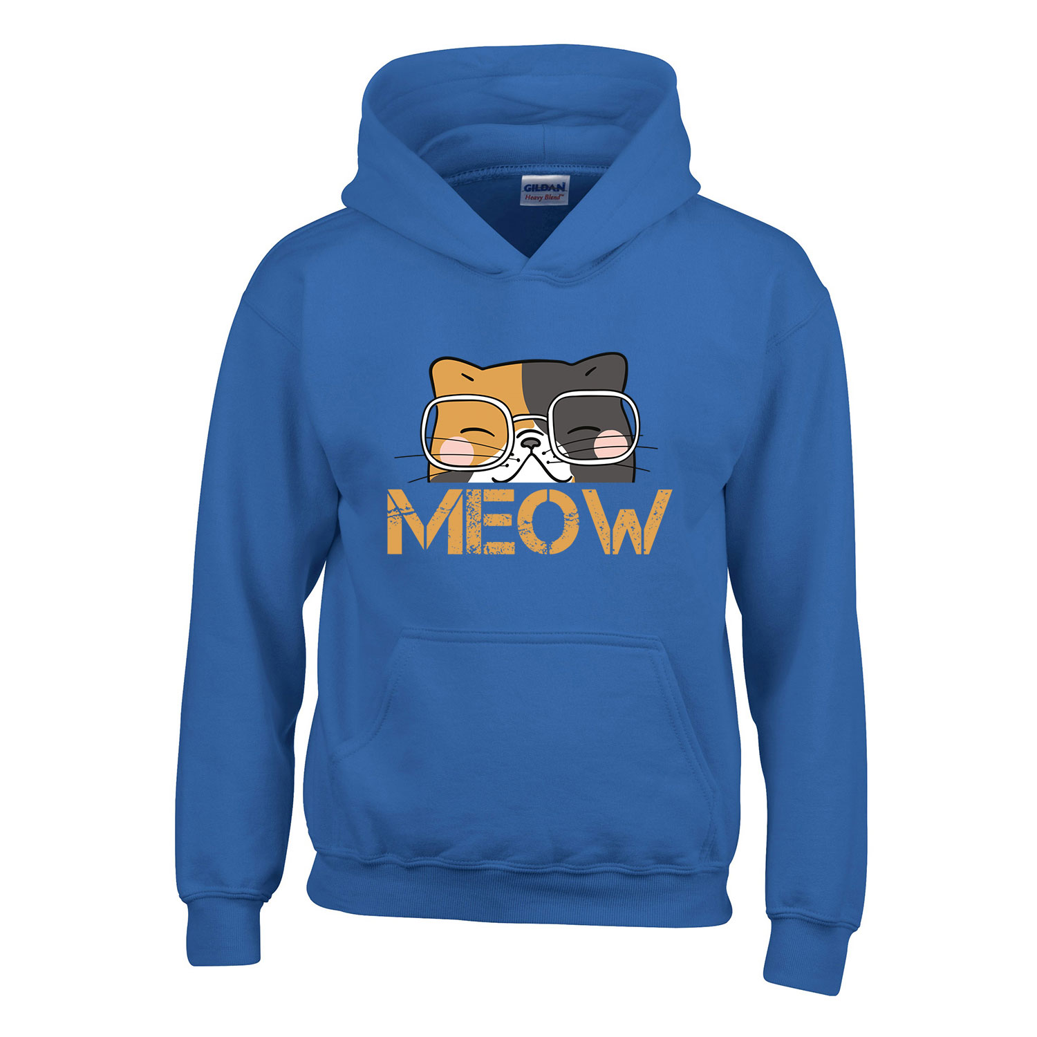 meow macsa macskás cica cicás Kék Gyerek Kapucnis Pulóver