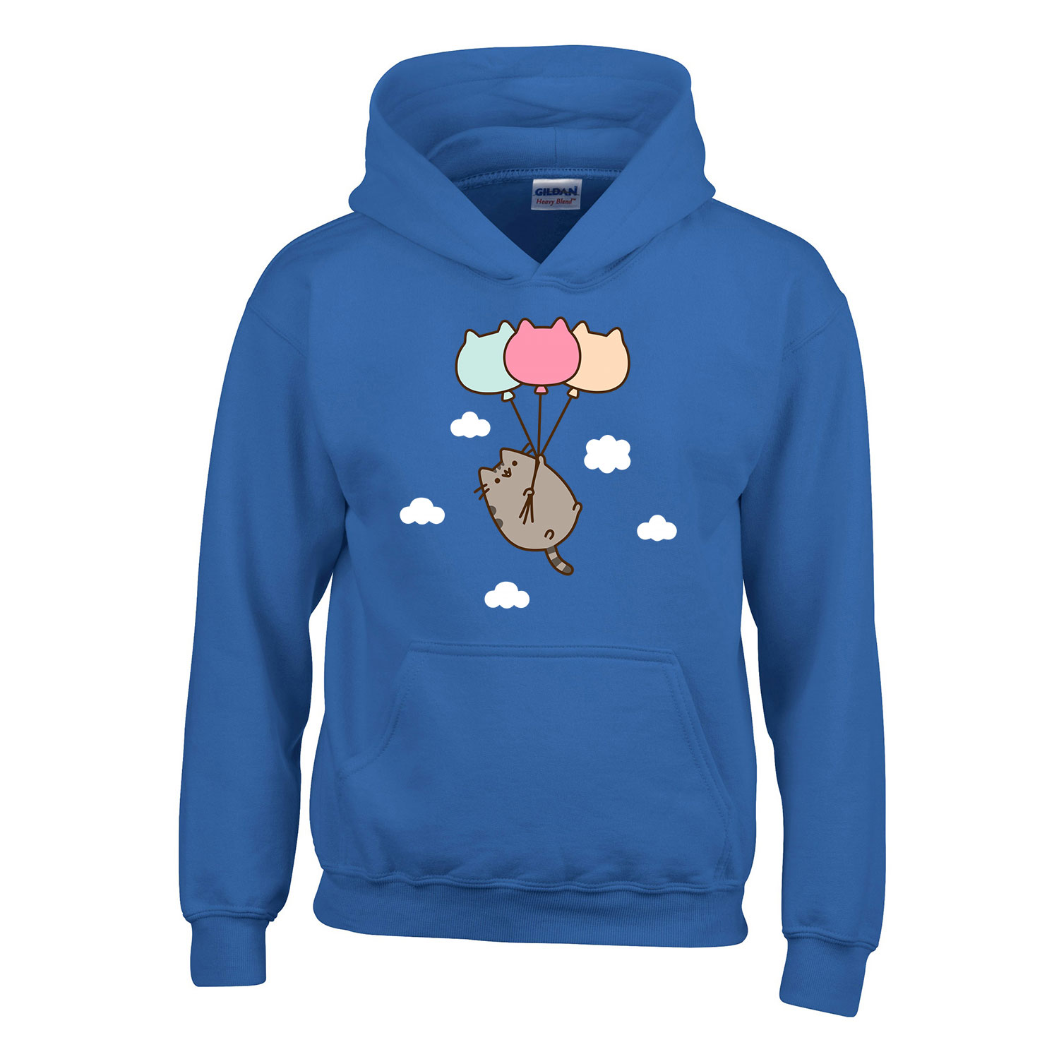 Pusheen macska macskás lufi cica cicás Kék Gyerek Kapucnis Pulóver