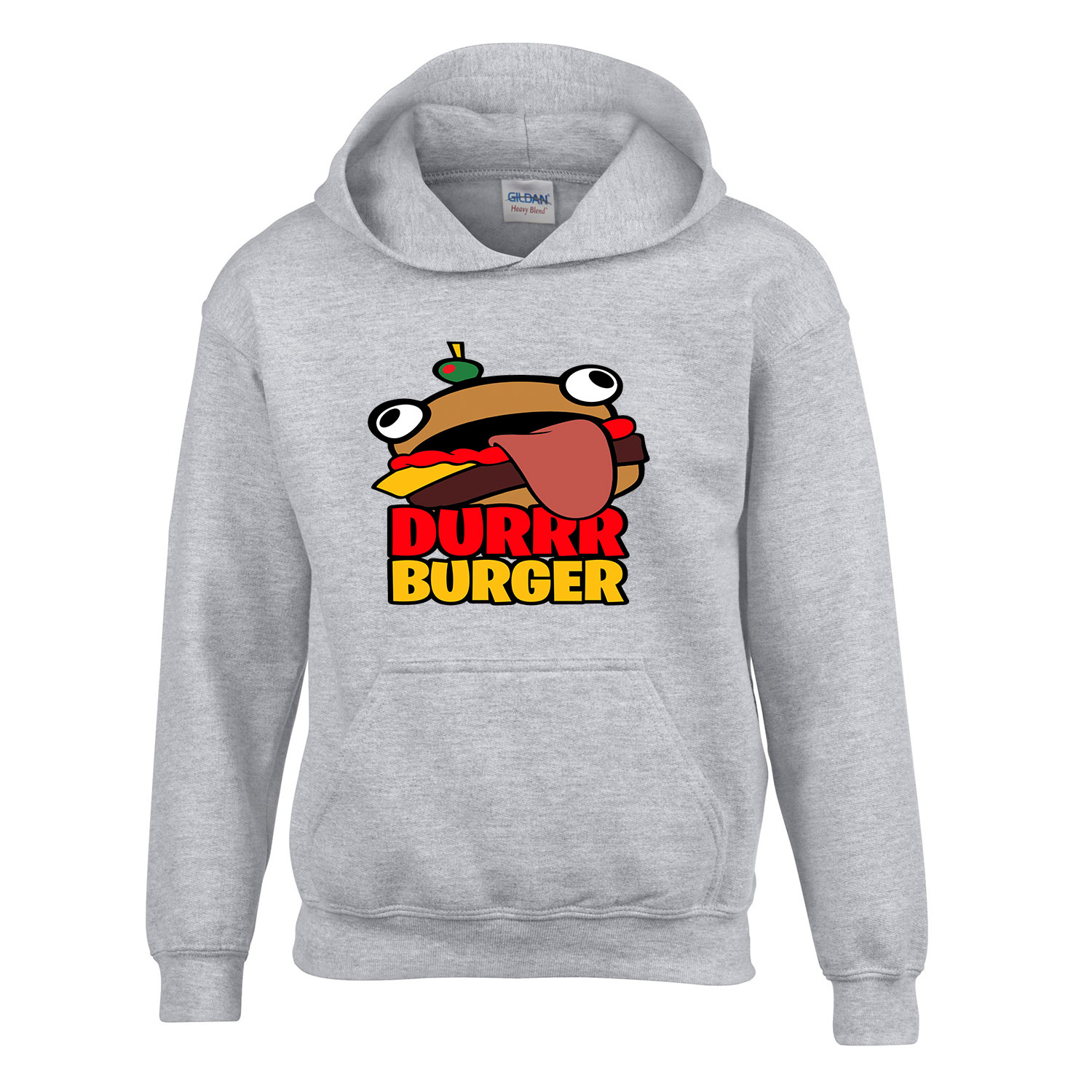 fortnite durrr burger  Sportszürke Gyerek Kapucnis Pulóver
