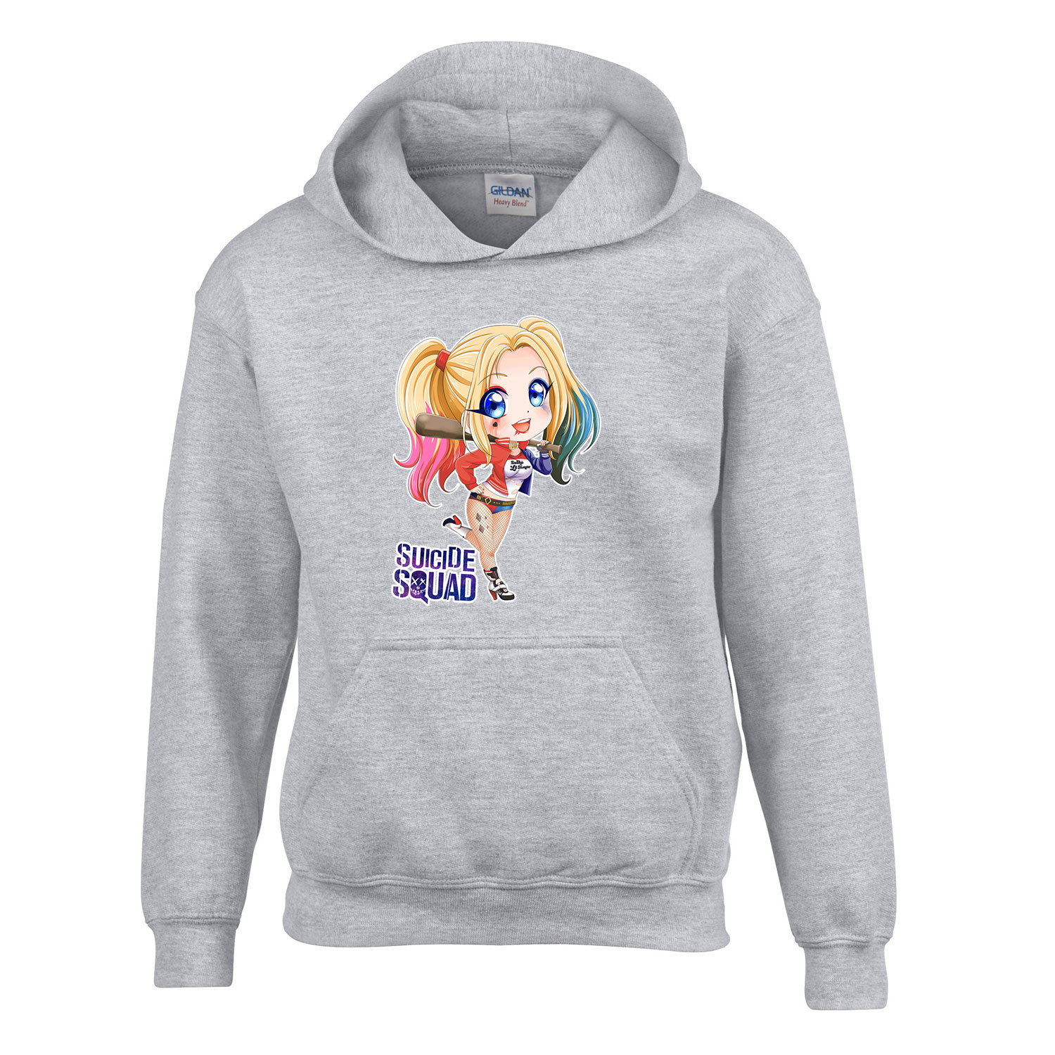 Harley Quinn Chibi Sportszürke Gyerek Kapucnis Pulóver