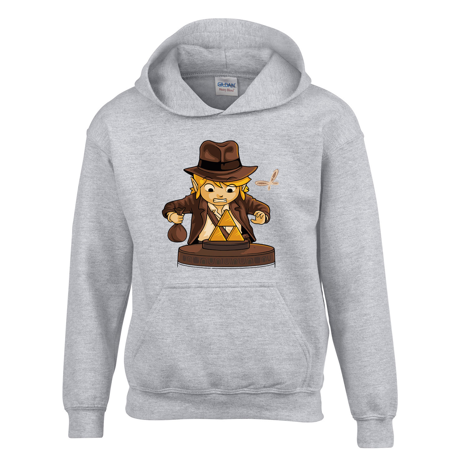 Link indiana jones gamer humor Sportszürke Gyerek Kapucnis Pulóver