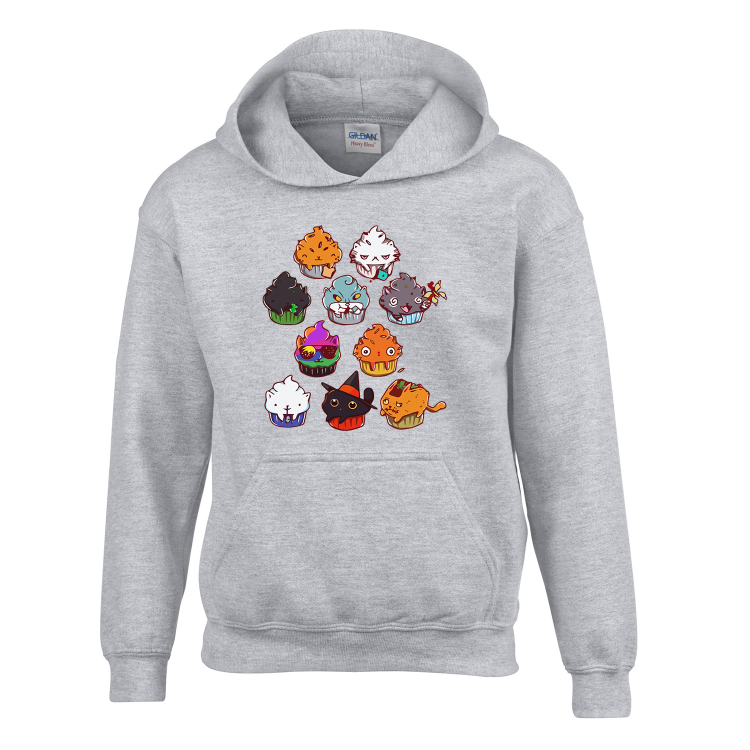 macska muffin macskás cica cicás Sportszürke Gyerek Kapucnis Pulóver