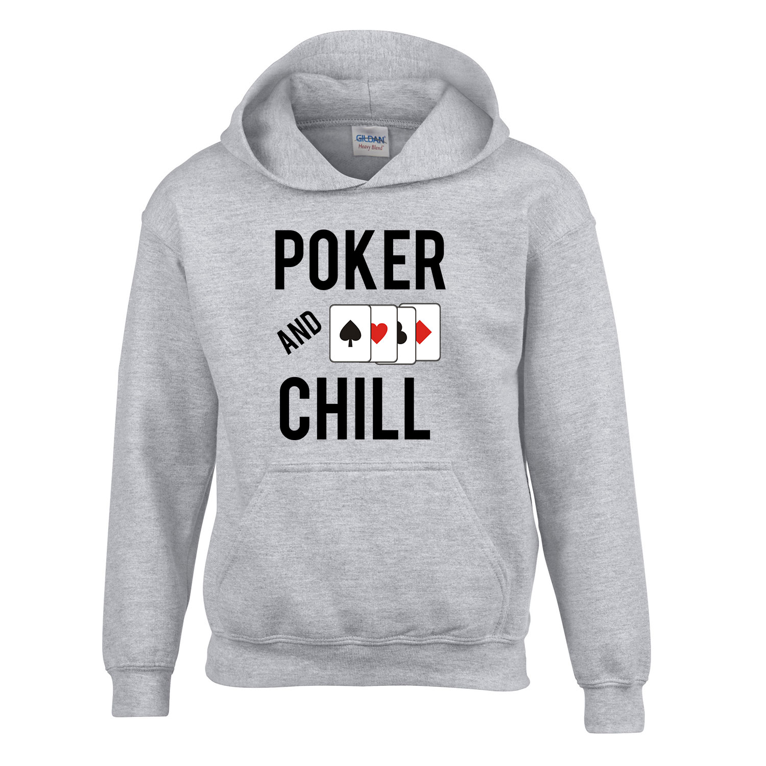 poker and chill Sportszürke Gyerek Kapucnis Pulóver