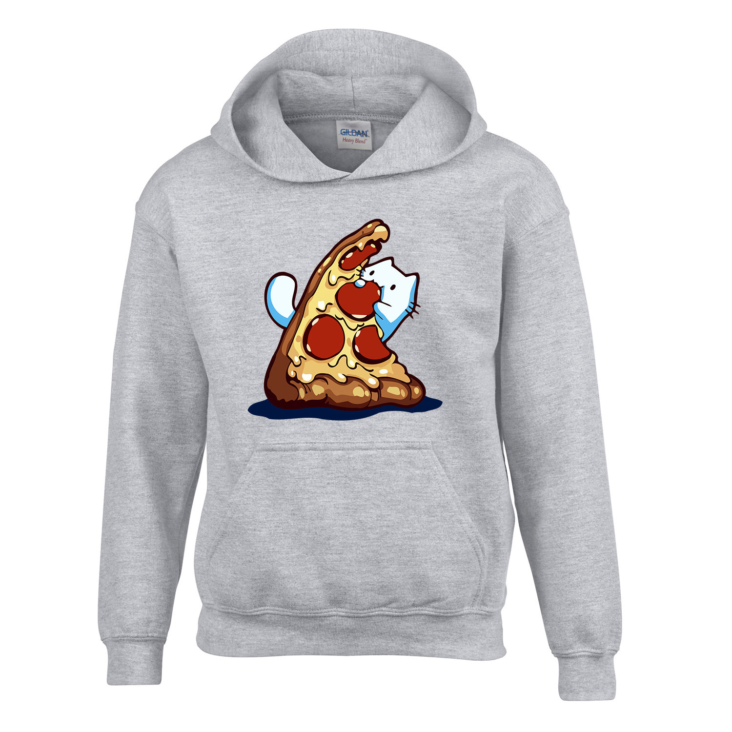 pizza szerető macska Sportszürke Gyerek Kapucnis Pulóver