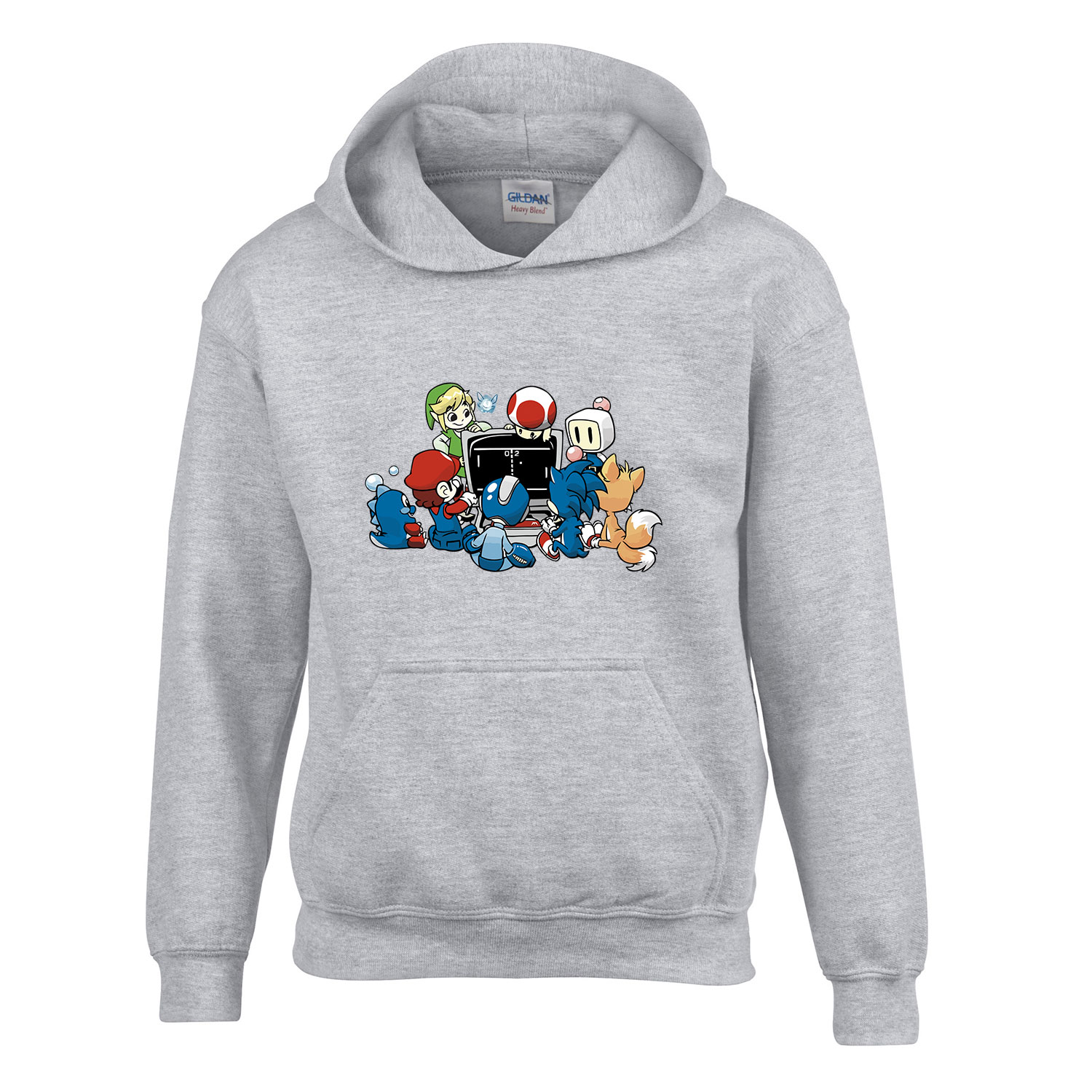 gamer sonic mario zelda megamen Sportszürke Gyerek Kapucnis Pulóver