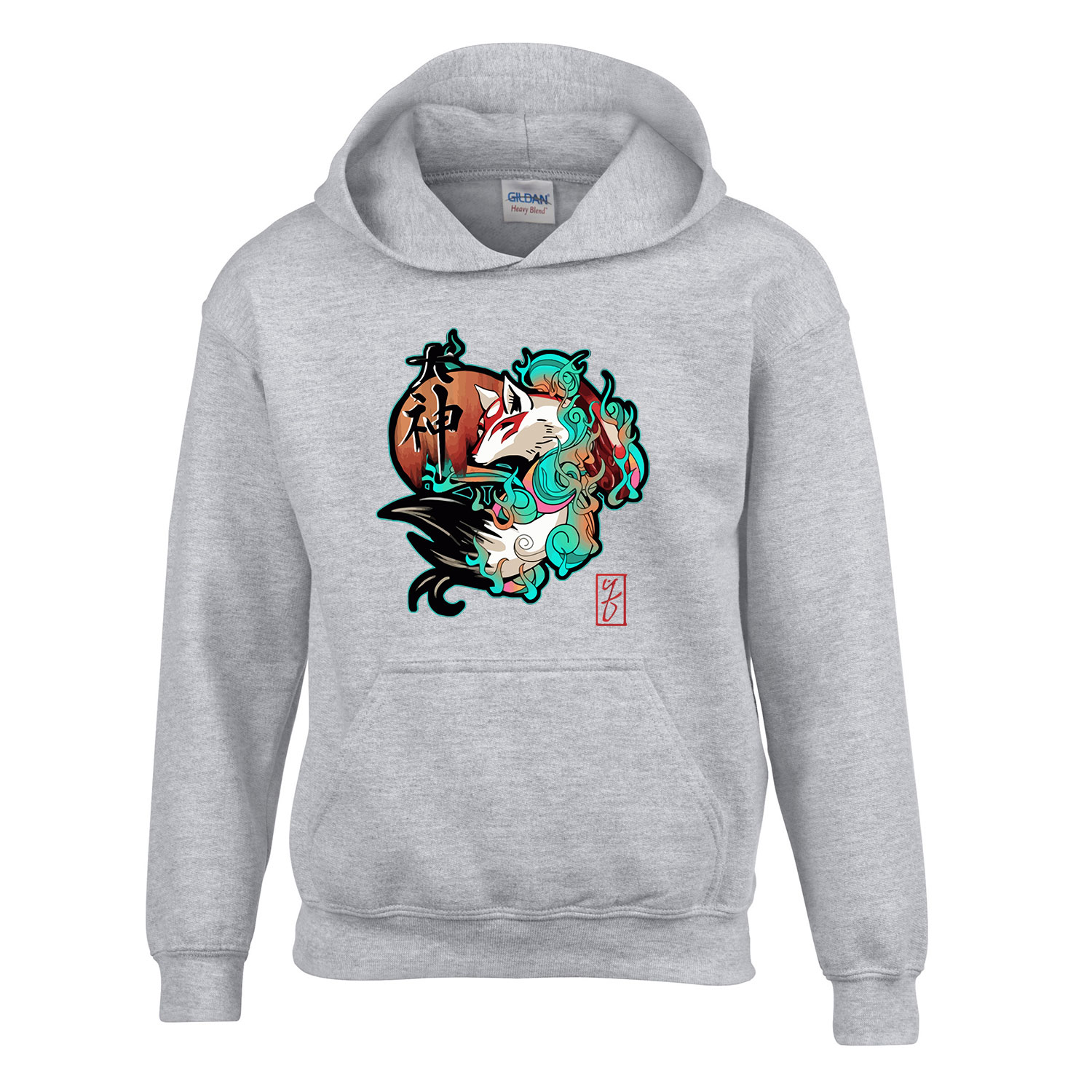 kitsune kicune Sportszürke Gyerek Kapucnis Pulóver