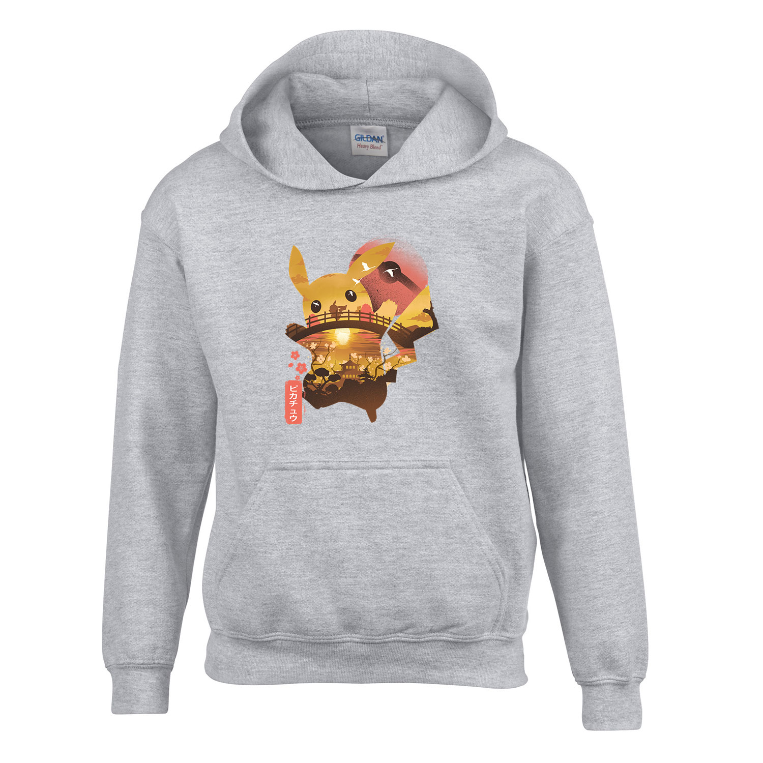 pikachu japán Sportszürke Gyerek Kapucnis Pulóver