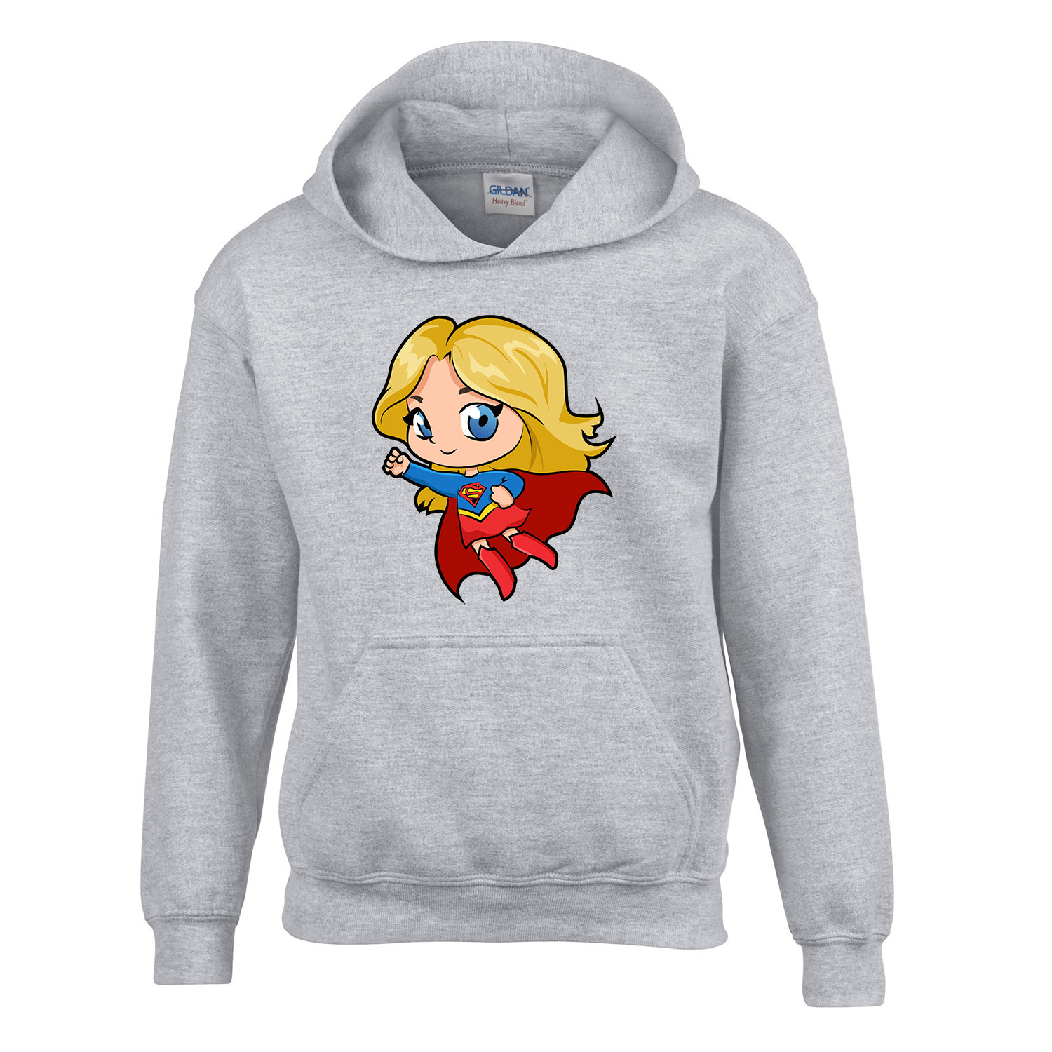 Chibi Supergirl Sportszürke Gyerek Kapucnis Pulóver