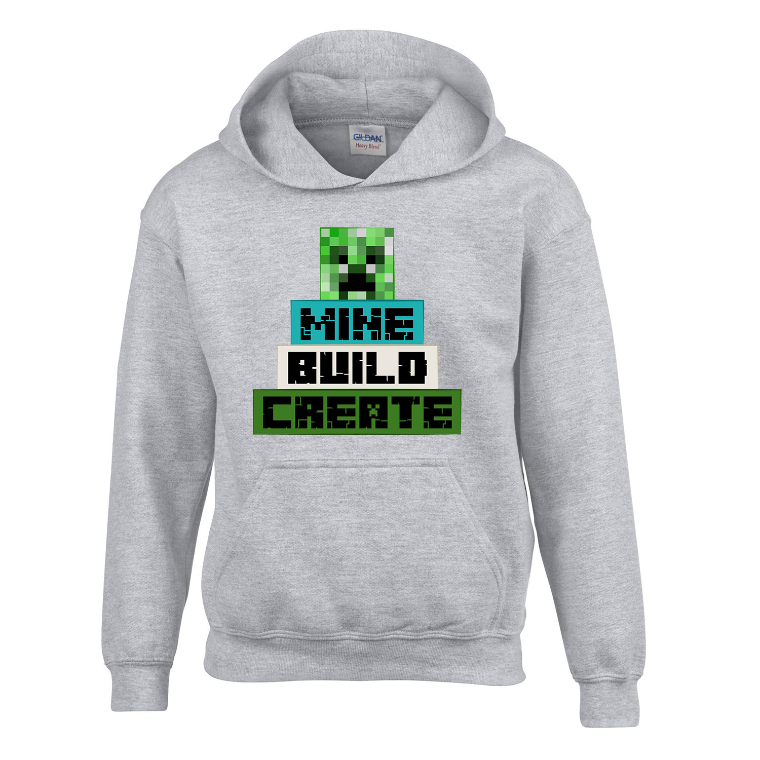 minecraft creeper Sportszürke Gyerek Kapucnis Pulóver