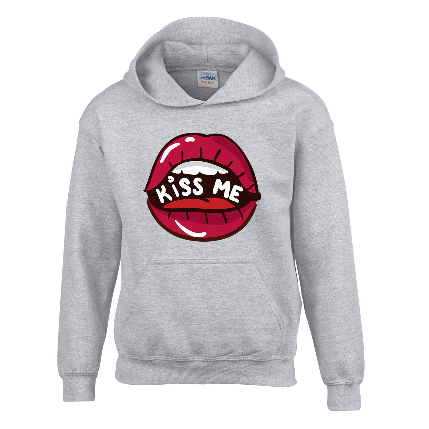 kiss me lips ajak ajkak száj Sportszürke Gyerek Kapucnis Pulóver