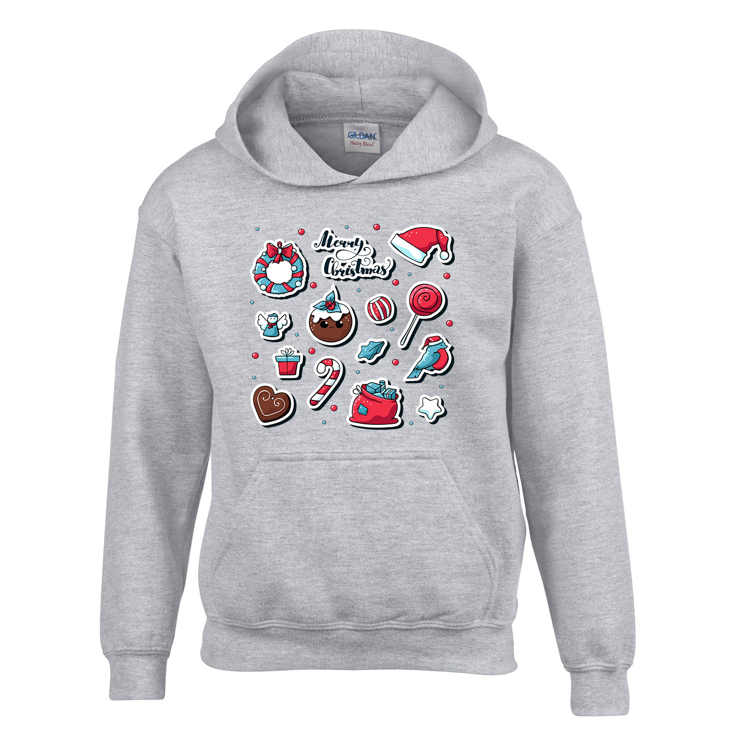 karácsony karácsonyos merry christmas mézeskalács Sportszürke Gyerek Kapucnis Pulóver
