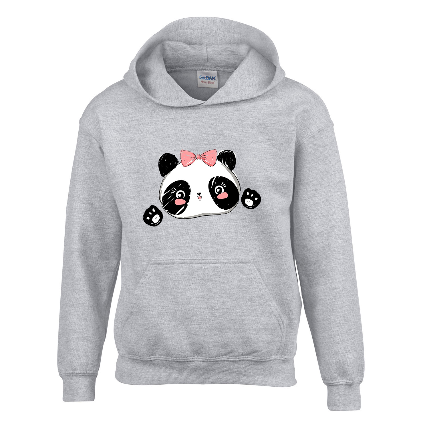 Panda pandás Sportszürke Gyerek Kapucnis Pulóver