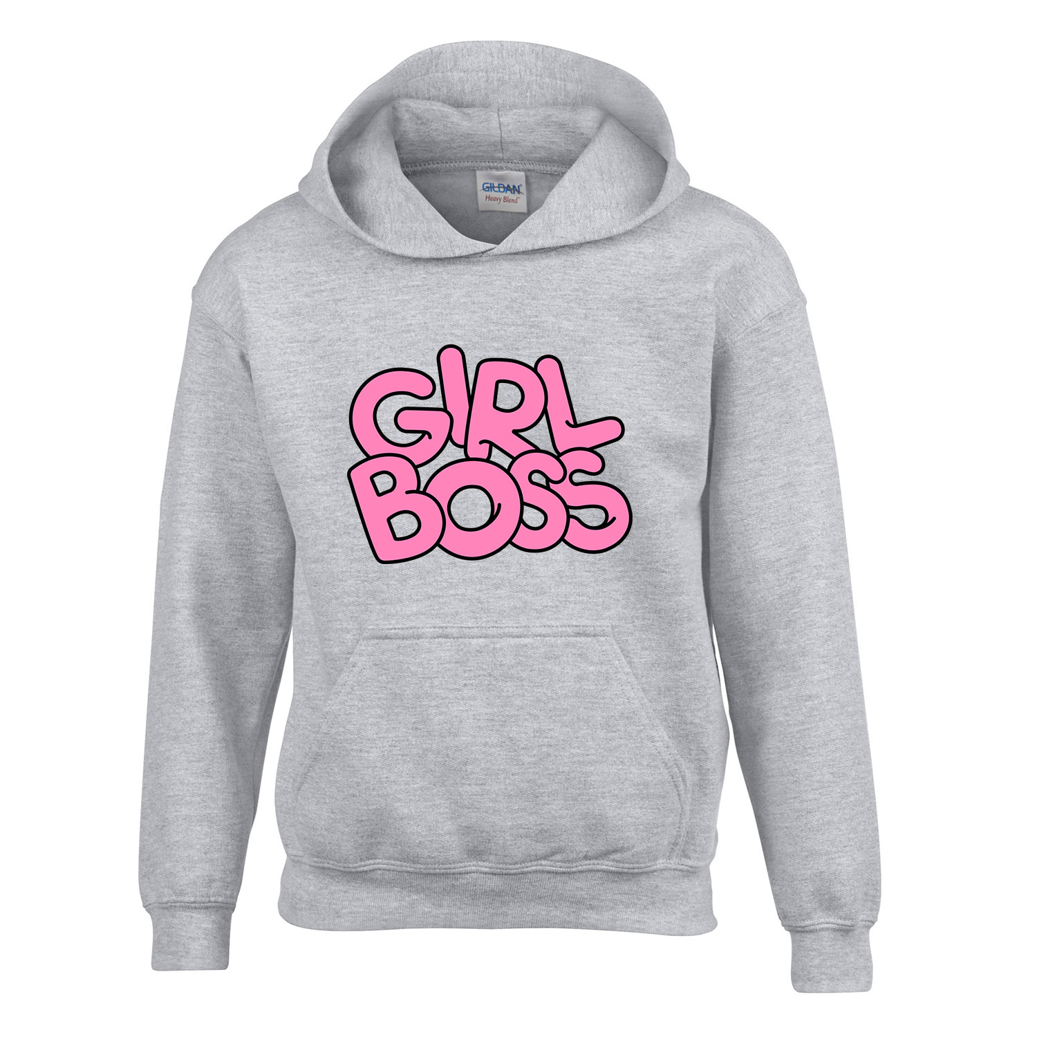 Girl Boss Sportszürke Gyerek Kapucnis Pulóver