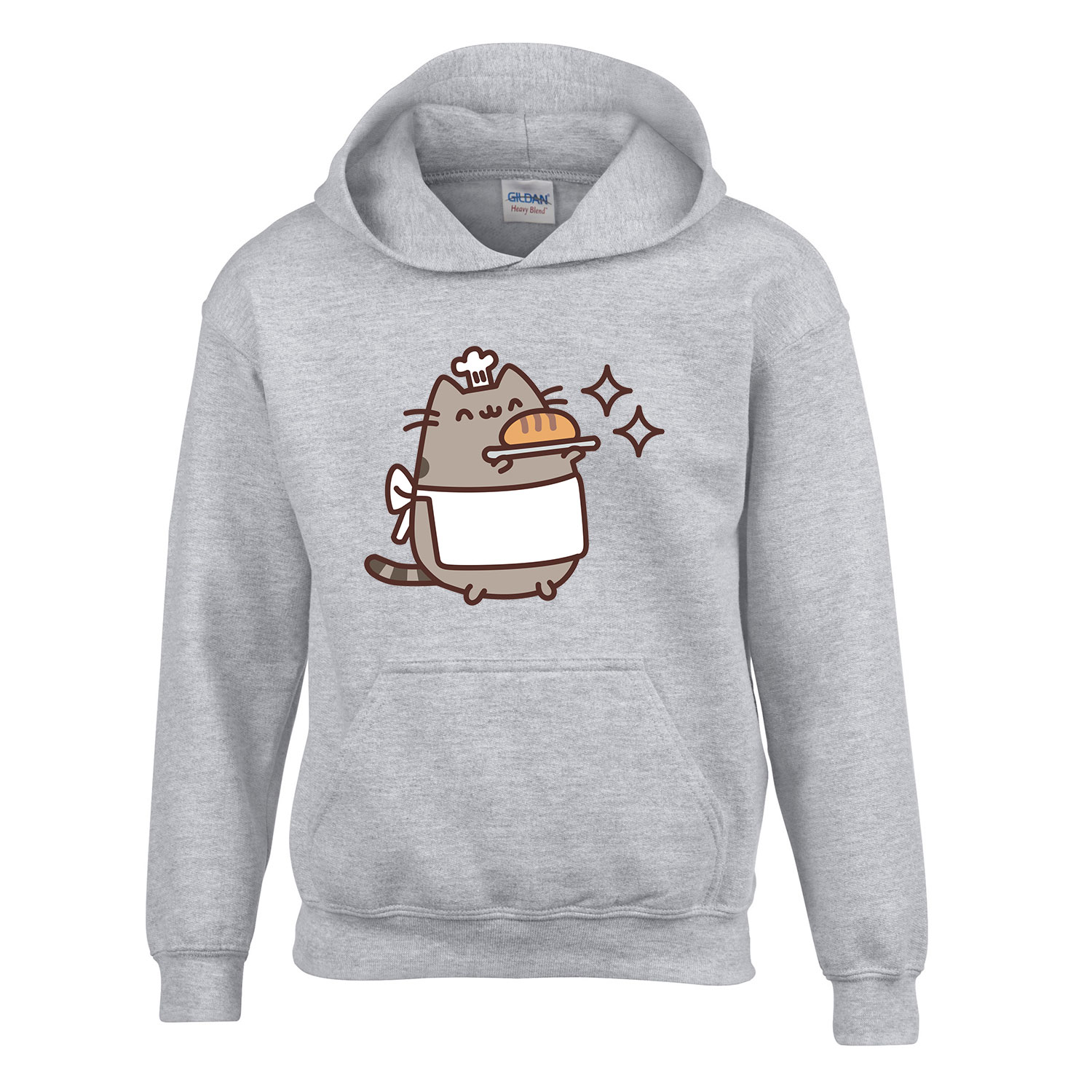 pusheen pék macska macskás cica cicás Sportszürke Gyerek Kapucnis Pulóver