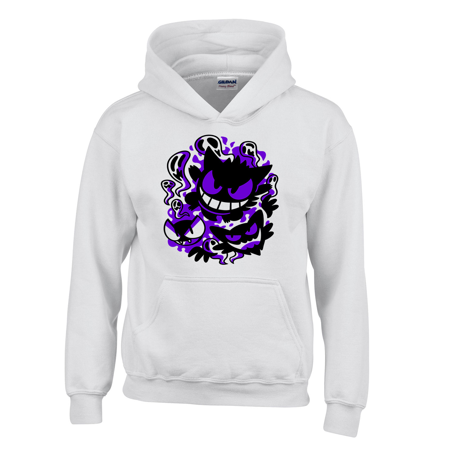 pokemon gastly gengar Fehér Gyerek Kapucnis Pulóver