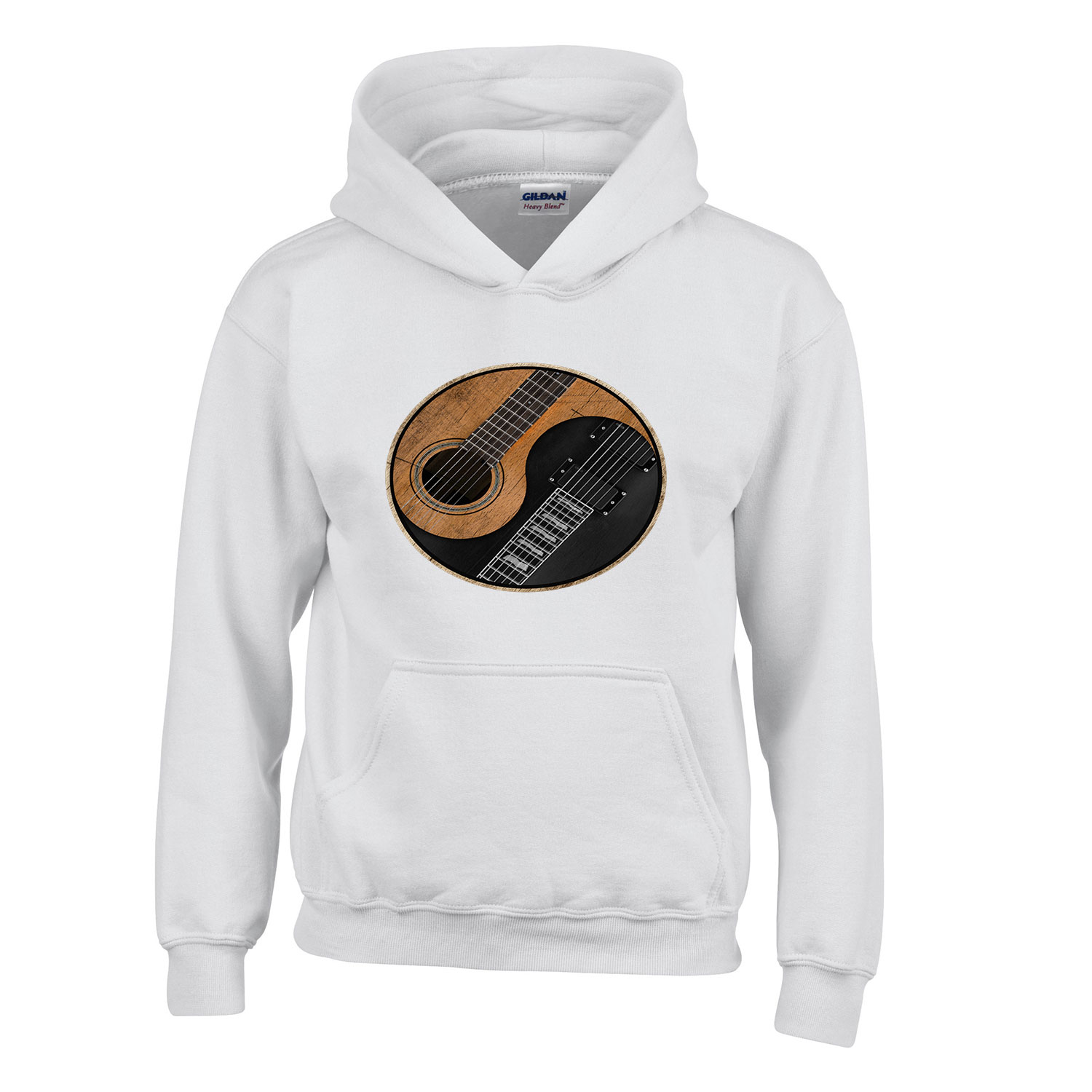 Gitár Yin Yang Fehér Gyerek Kapucnis Pulóver