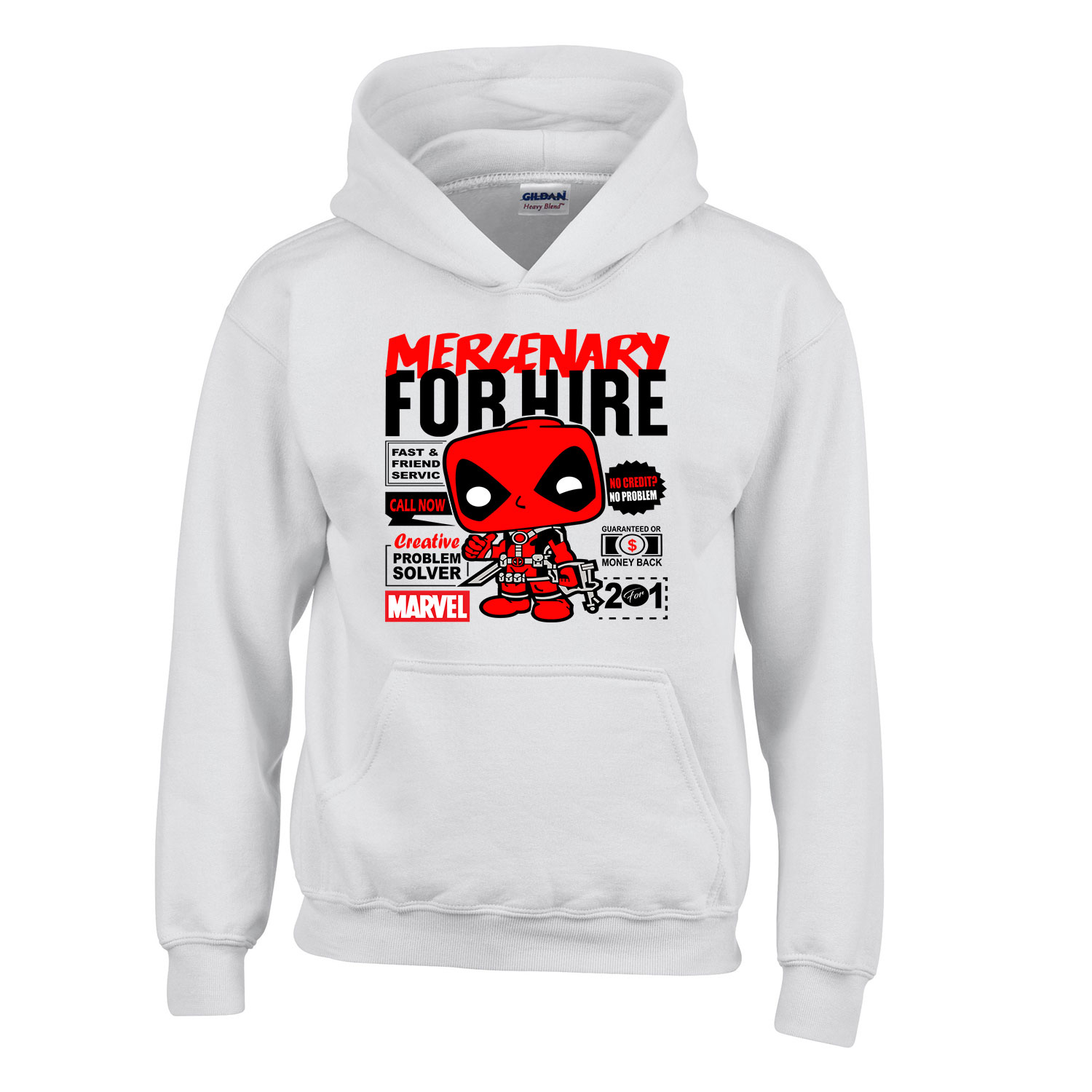 deadpool Fehér Gyerek Kapucnis Pulóver